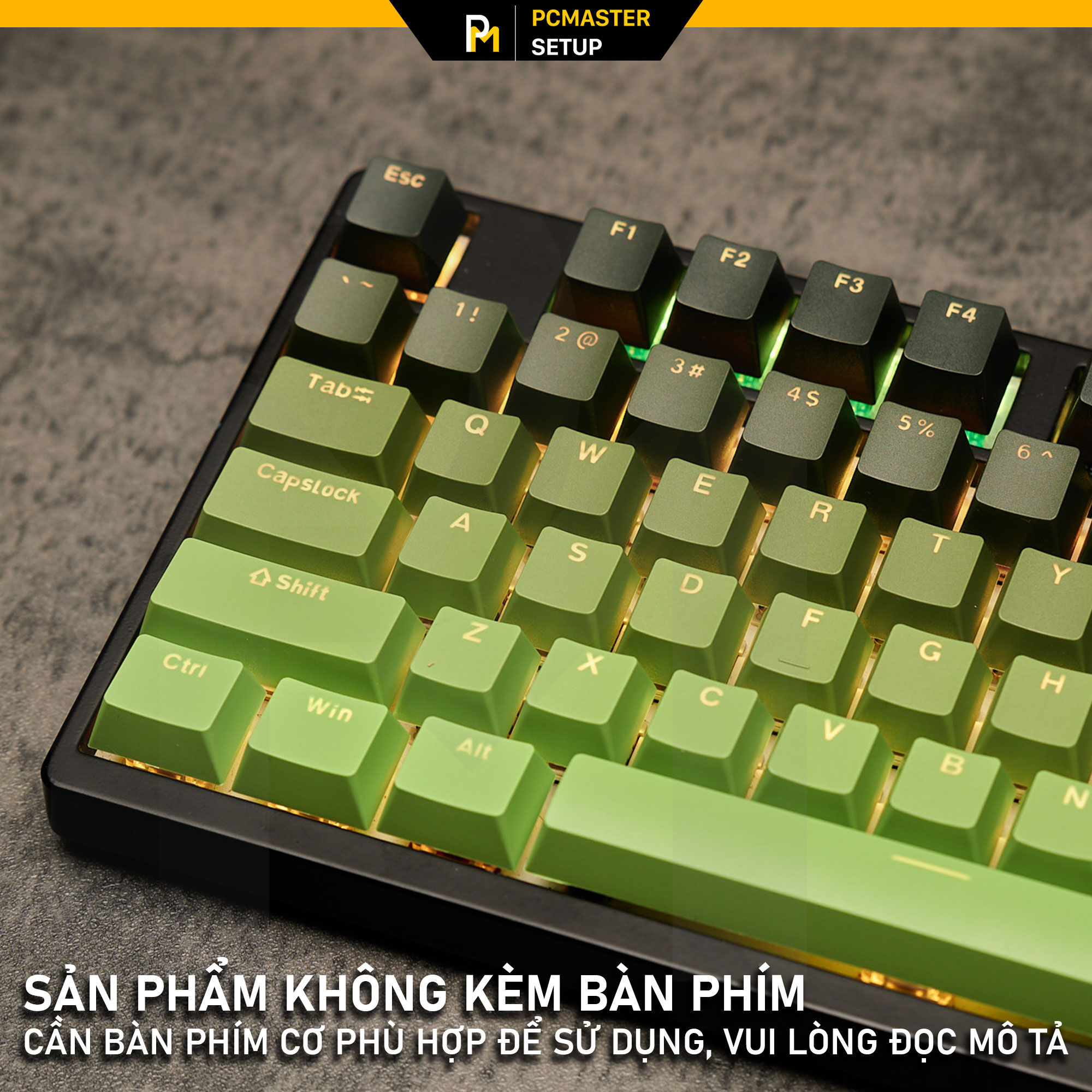 Keycap xuyên led Top Print Gradient Black Green