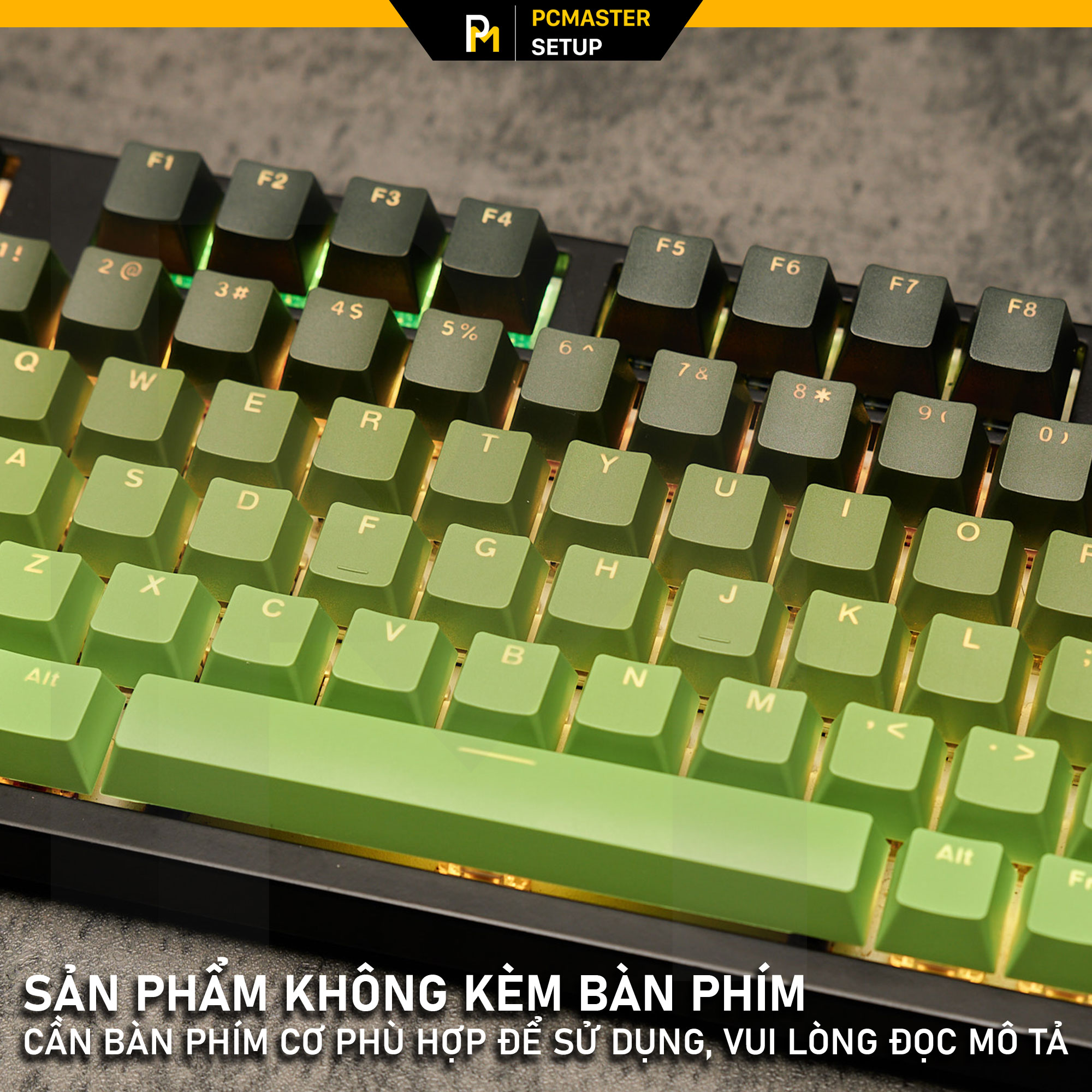 Keycap xuyên led Top Print Gradient Black Green