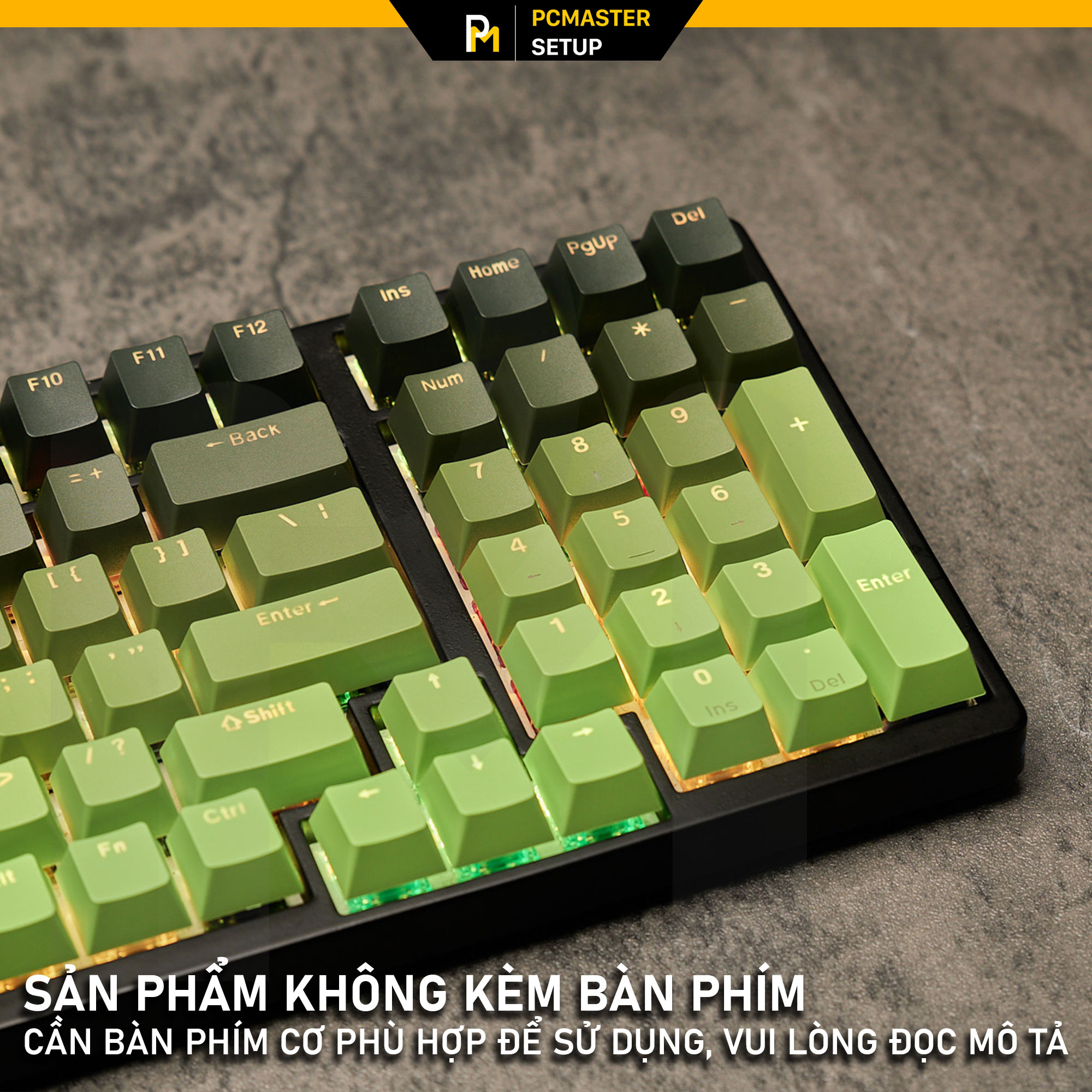 Keycap xuyên led Top Print Gradient Black Green