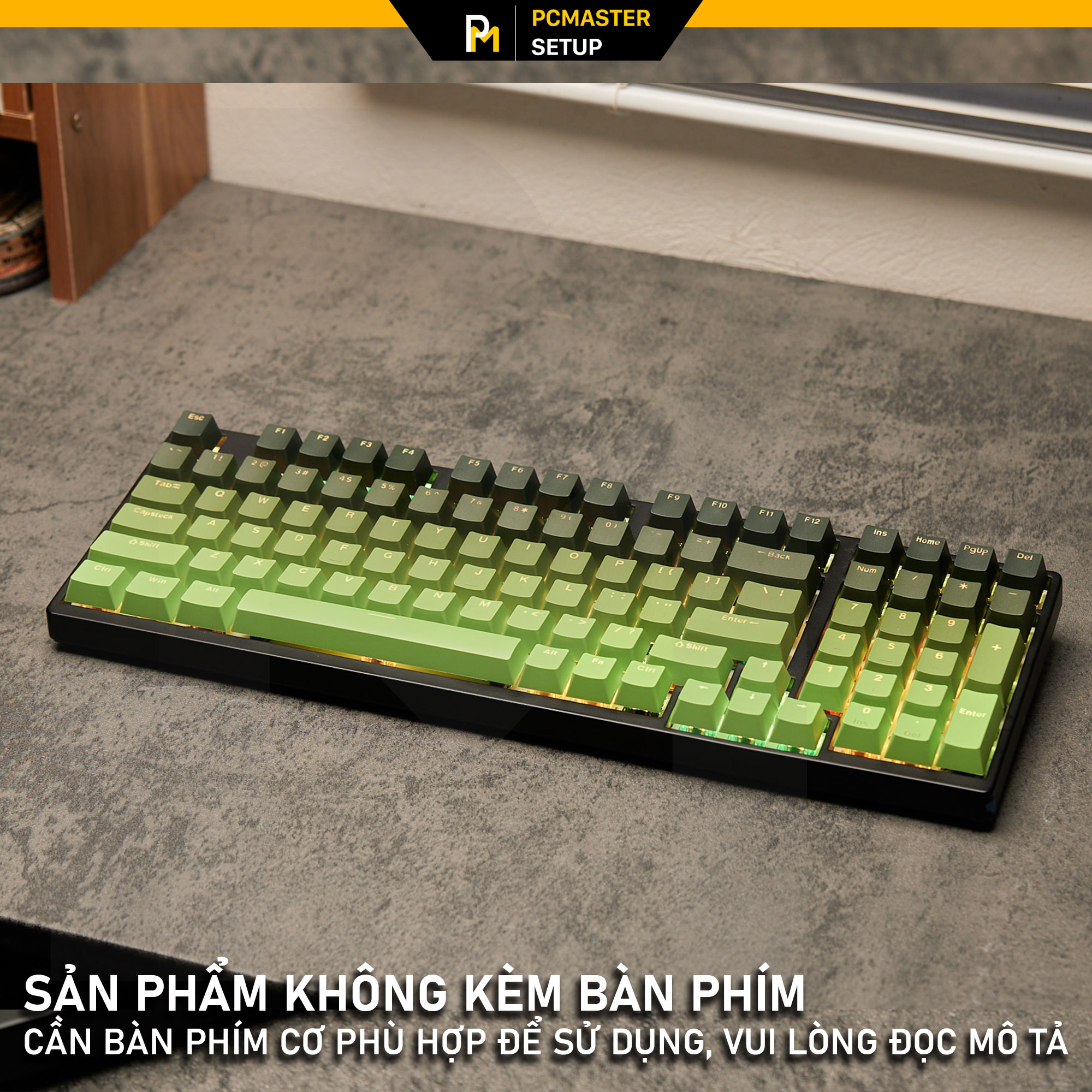 Keycap xuyên led Top Print Gradient Black Green
