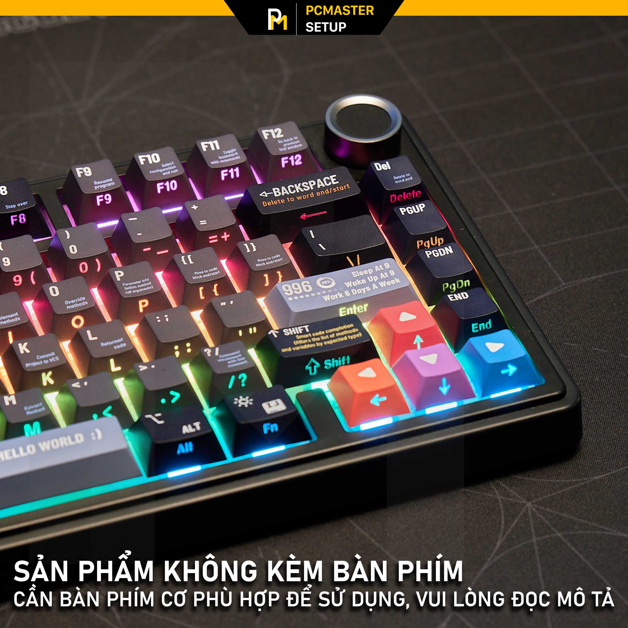 Keycap xuyên led Black Programmer (sideprint/ PBT/ 2shot/ Dyesub )