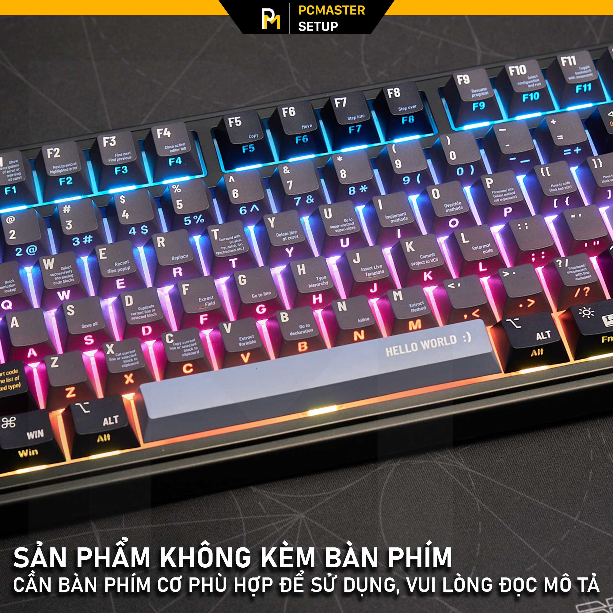Keycap xuyên led Black Programmer (sideprint/ PBT/ 2shot/ Dyesub )