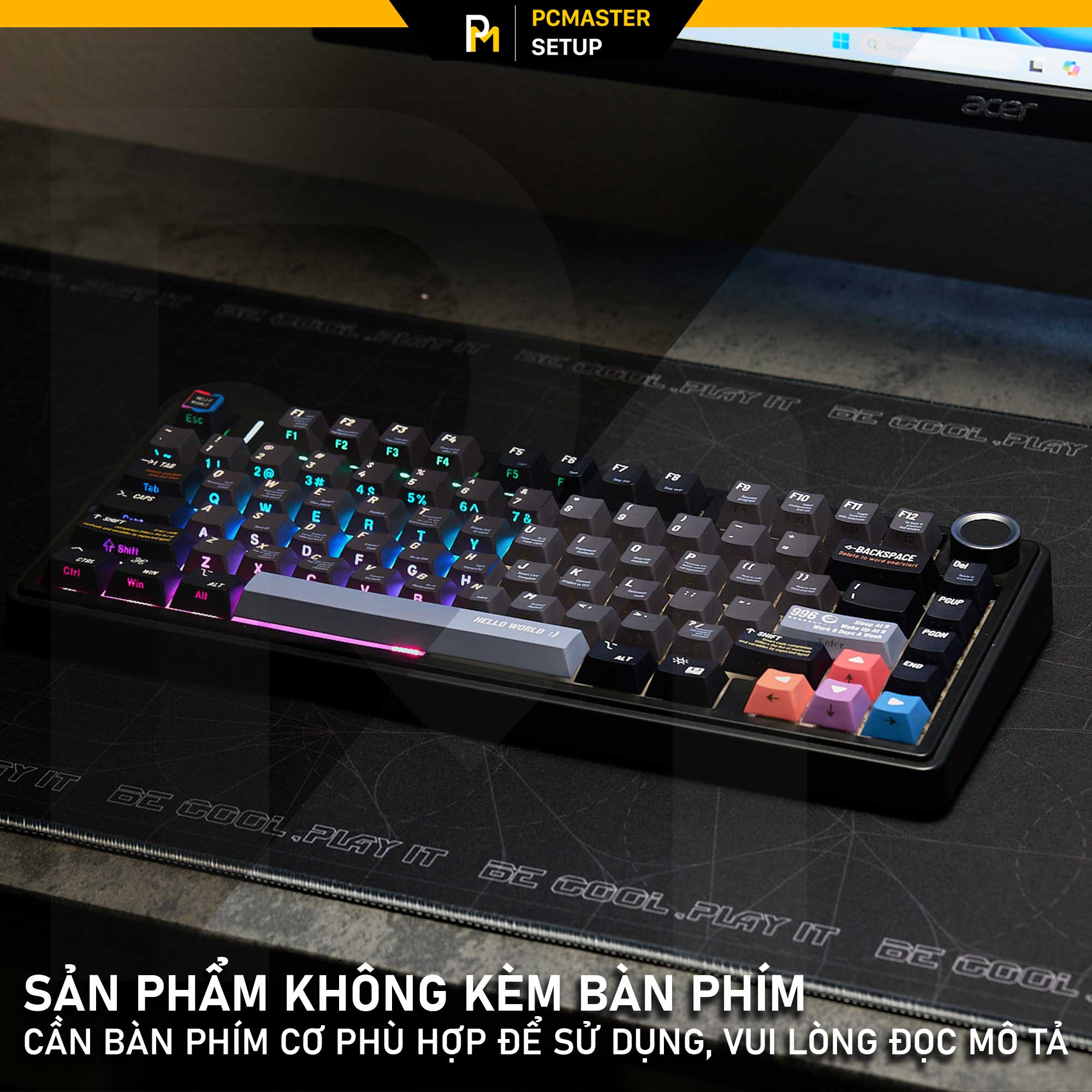 Keycap xuyên led Black Programmer (sideprint/ PBT/ 2shot/ Dyesub )