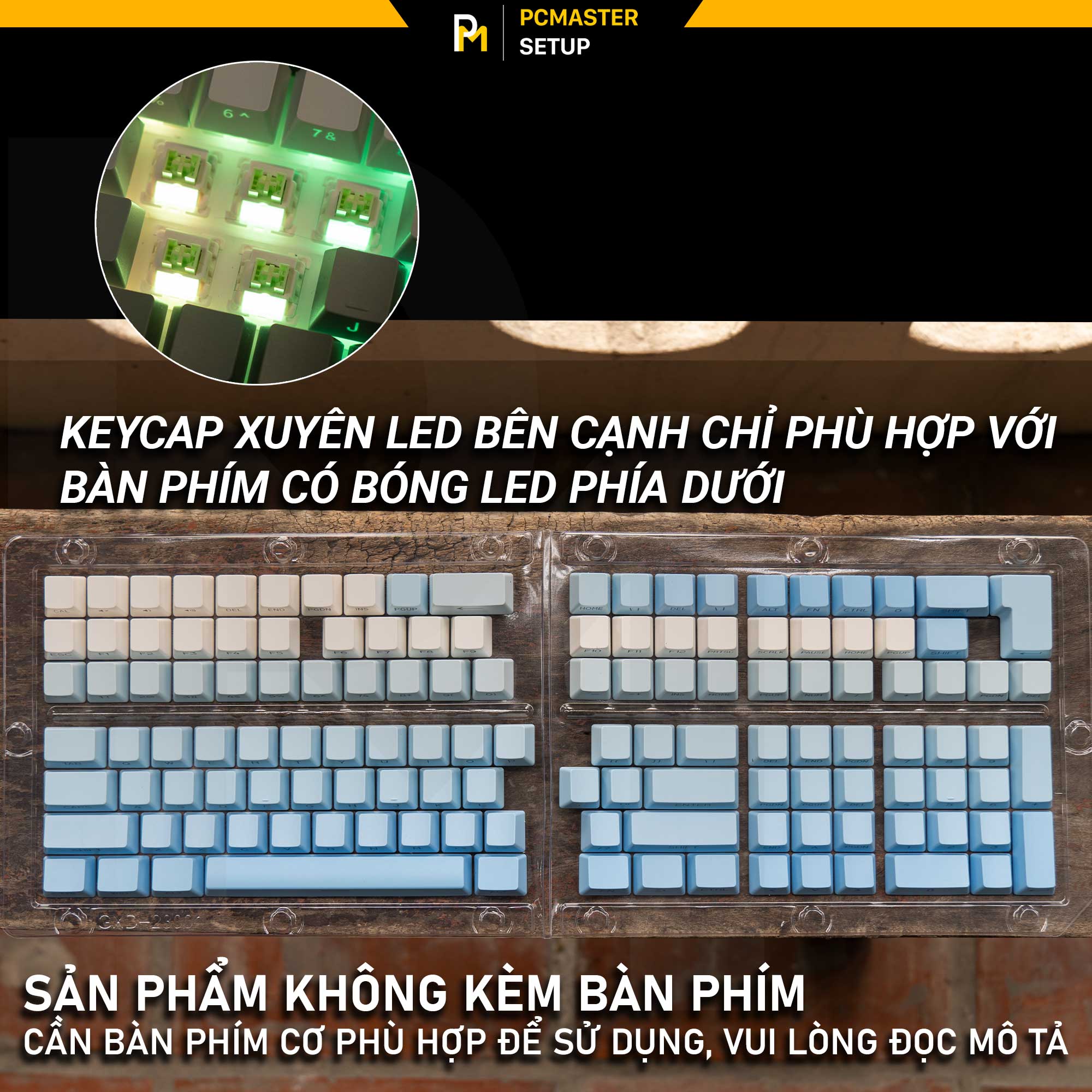 Keycap xuyên led SidePrint Blue Sky ( Profile OEM/ PBT/DoubleShot )