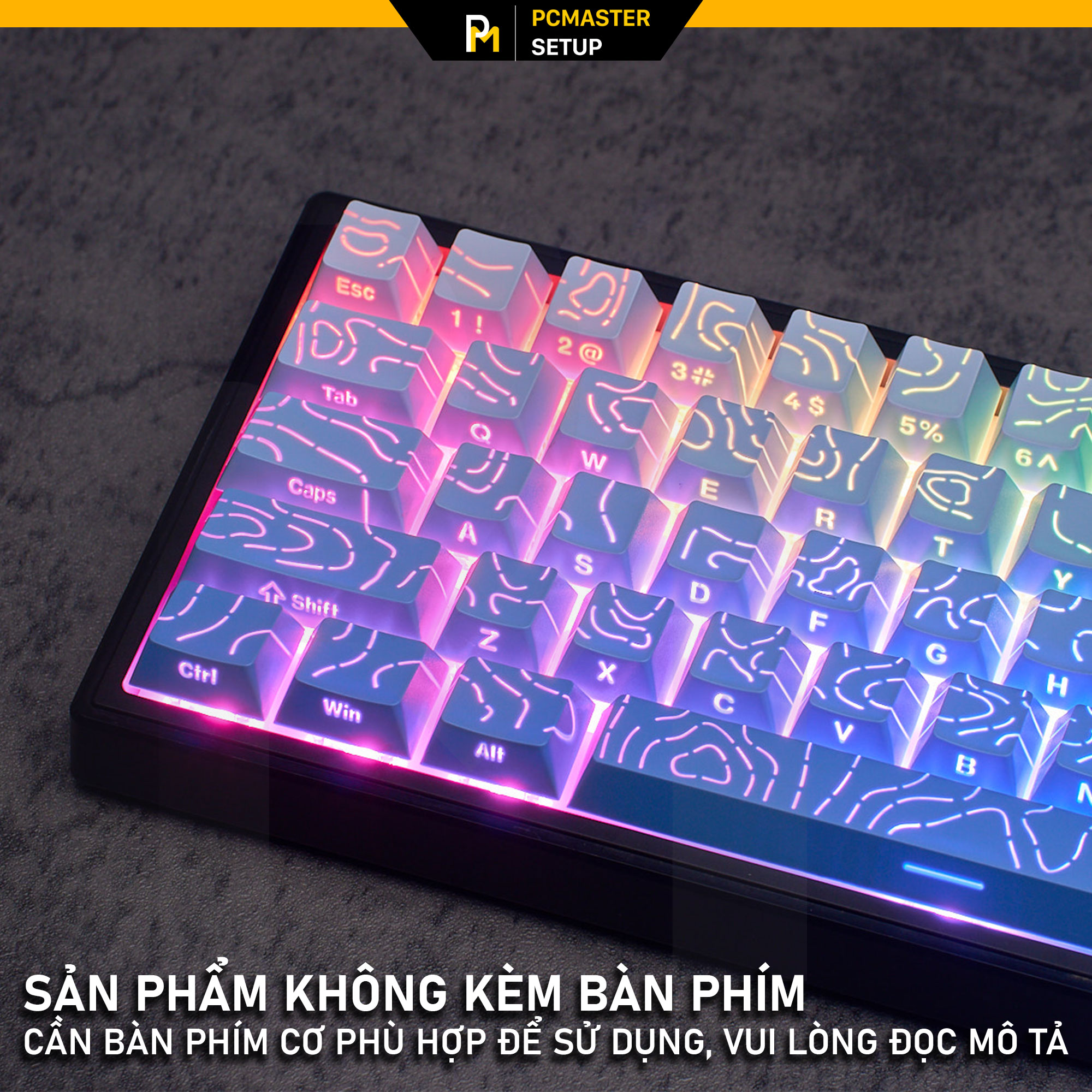 Keycap xuyên led vân topographic 4.0 - Blue Sky ( PBT/ Doubleshot / Cherry Profile )