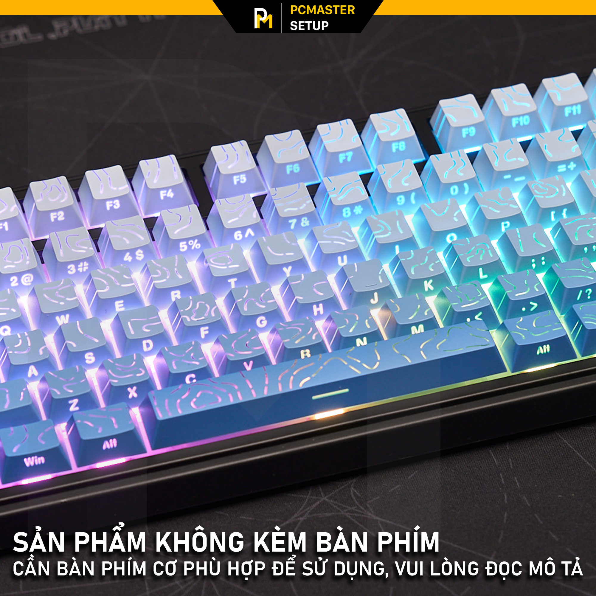 Keycap xuyên led vân topographic 4.0 - Blue Sky ( PBT/ Doubleshot / Cherry Profile )