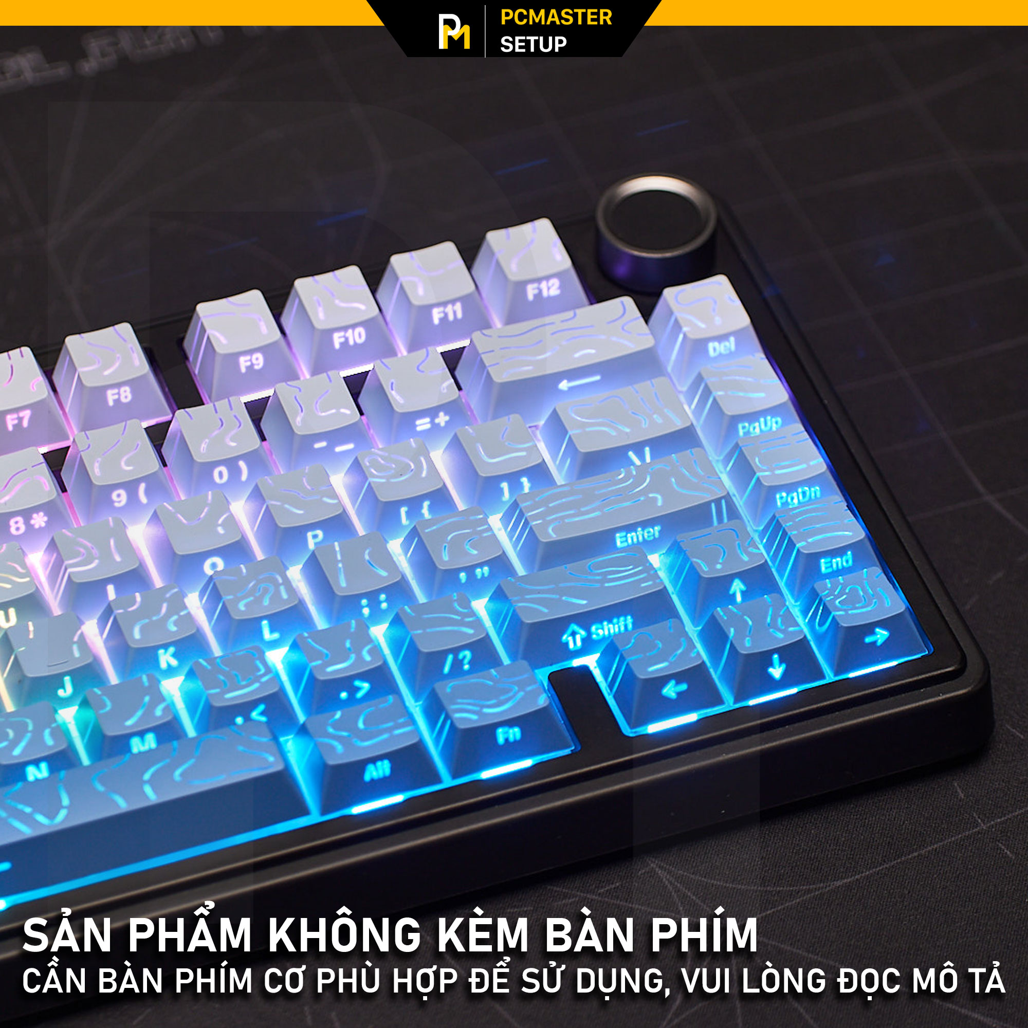 Keycap xuyên led vân topographic 4.0 - Blue Sky ( PBT/ Doubleshot / Cherry Profile )