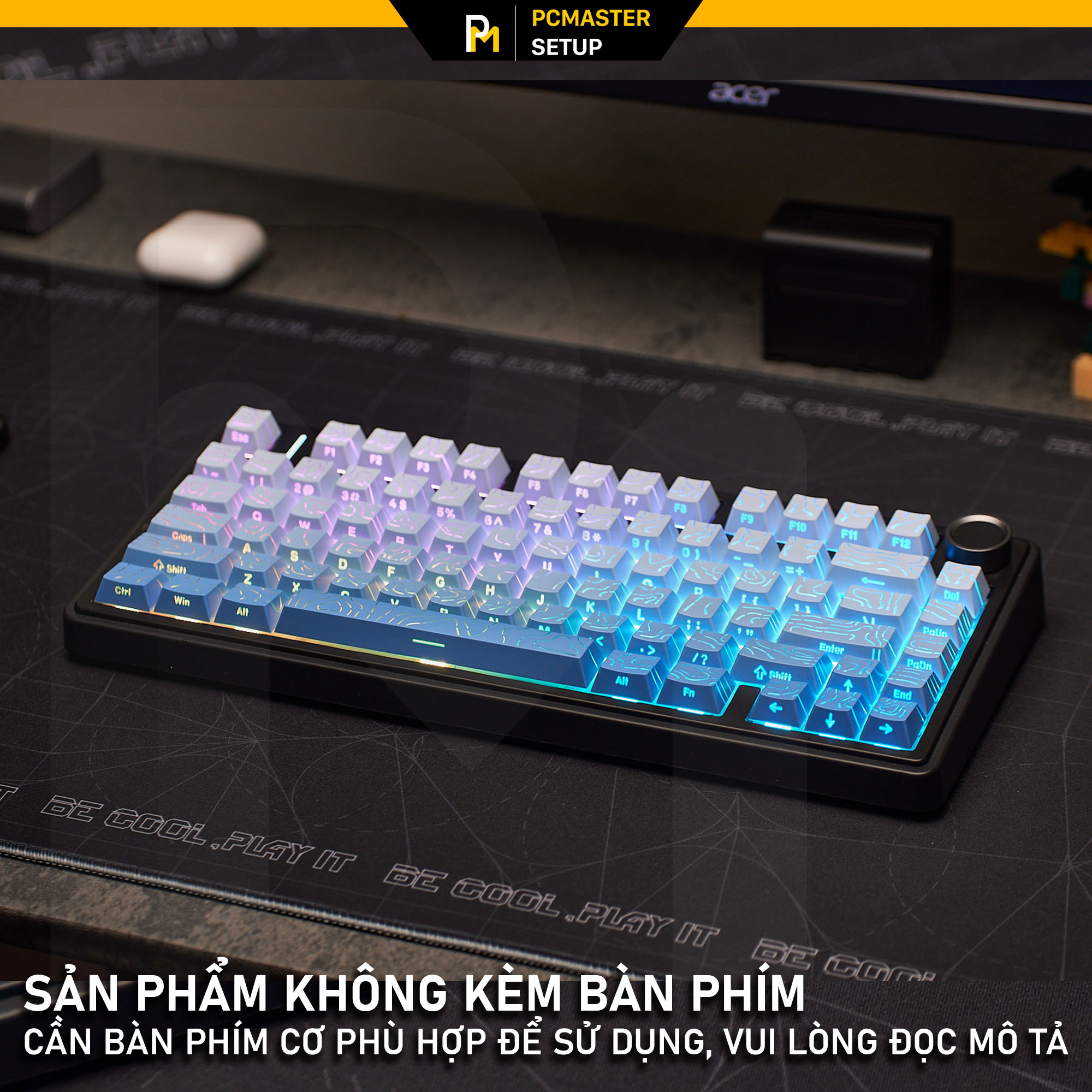 Keycap xuyên led vân topographic 4.0 - Blue Sky ( PBT/ Doubleshot / Cherry Profile )