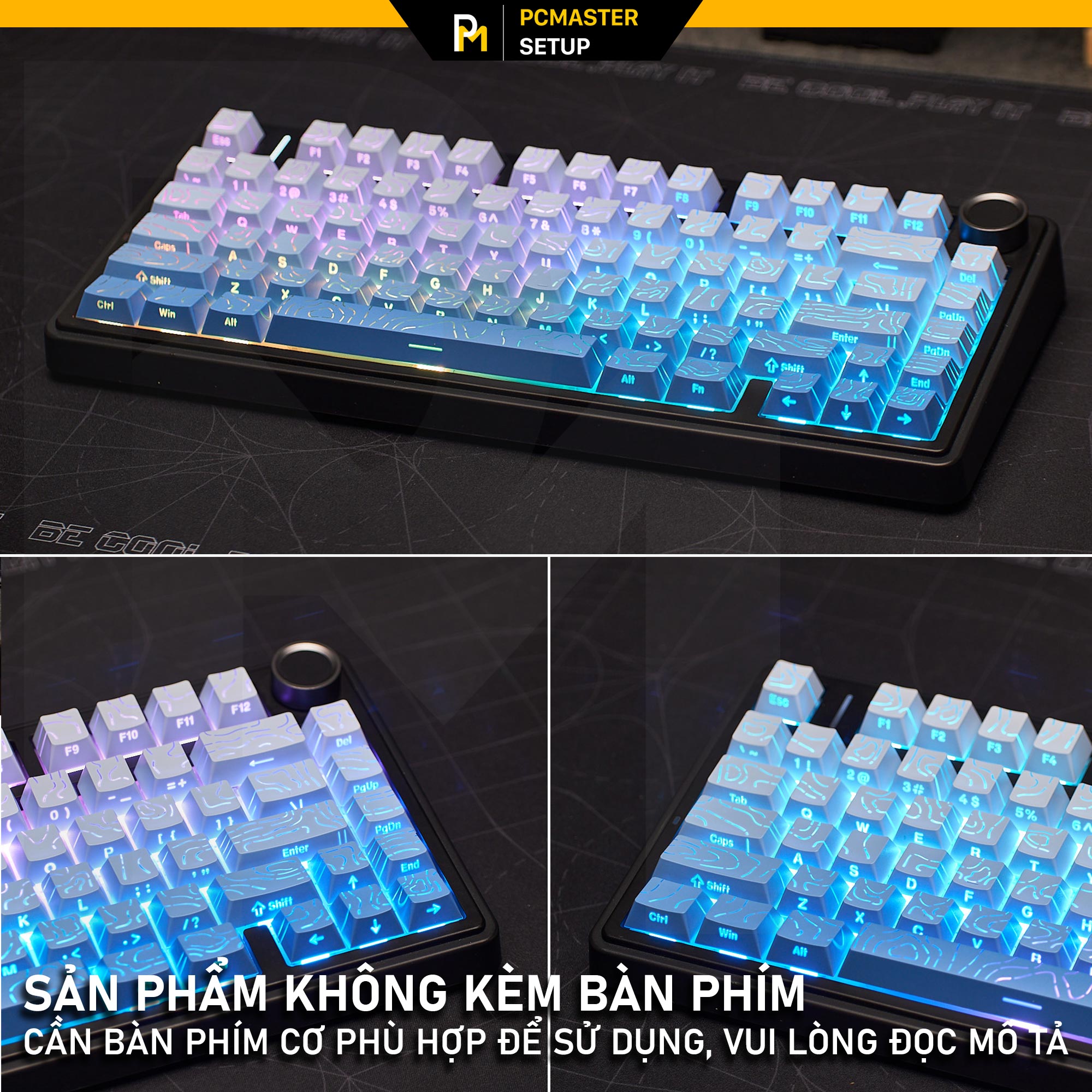 Keycap xuyên led vân topographic 4.0 - Blue Sky ( PBT/ Doubleshot / Cherry Profile )