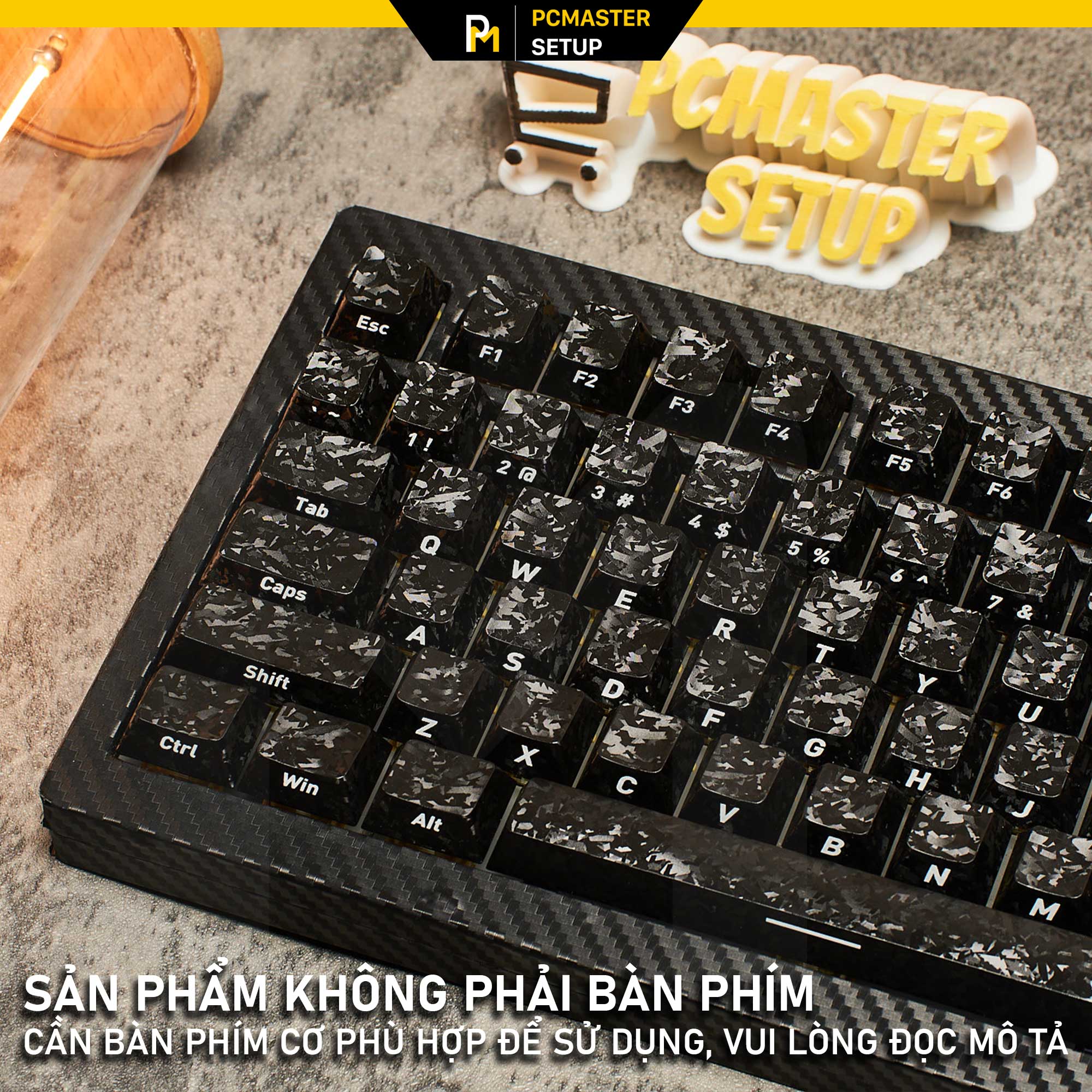 Keycaps vân Carbon màu đen ( profile Cherry/PC/ 5D )