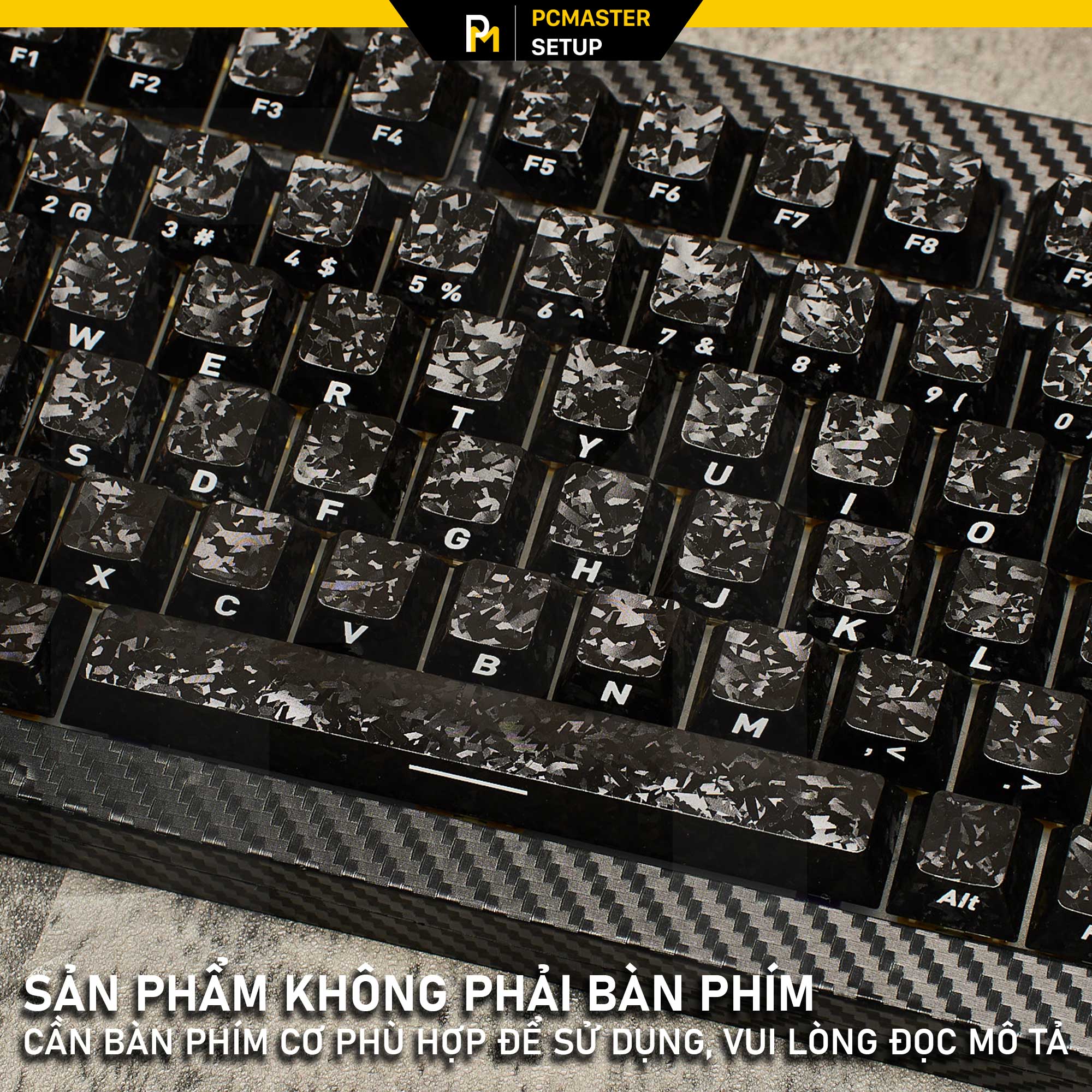 Keycaps vân Carbon màu đen ( profile Cherry/PC/ 5D )