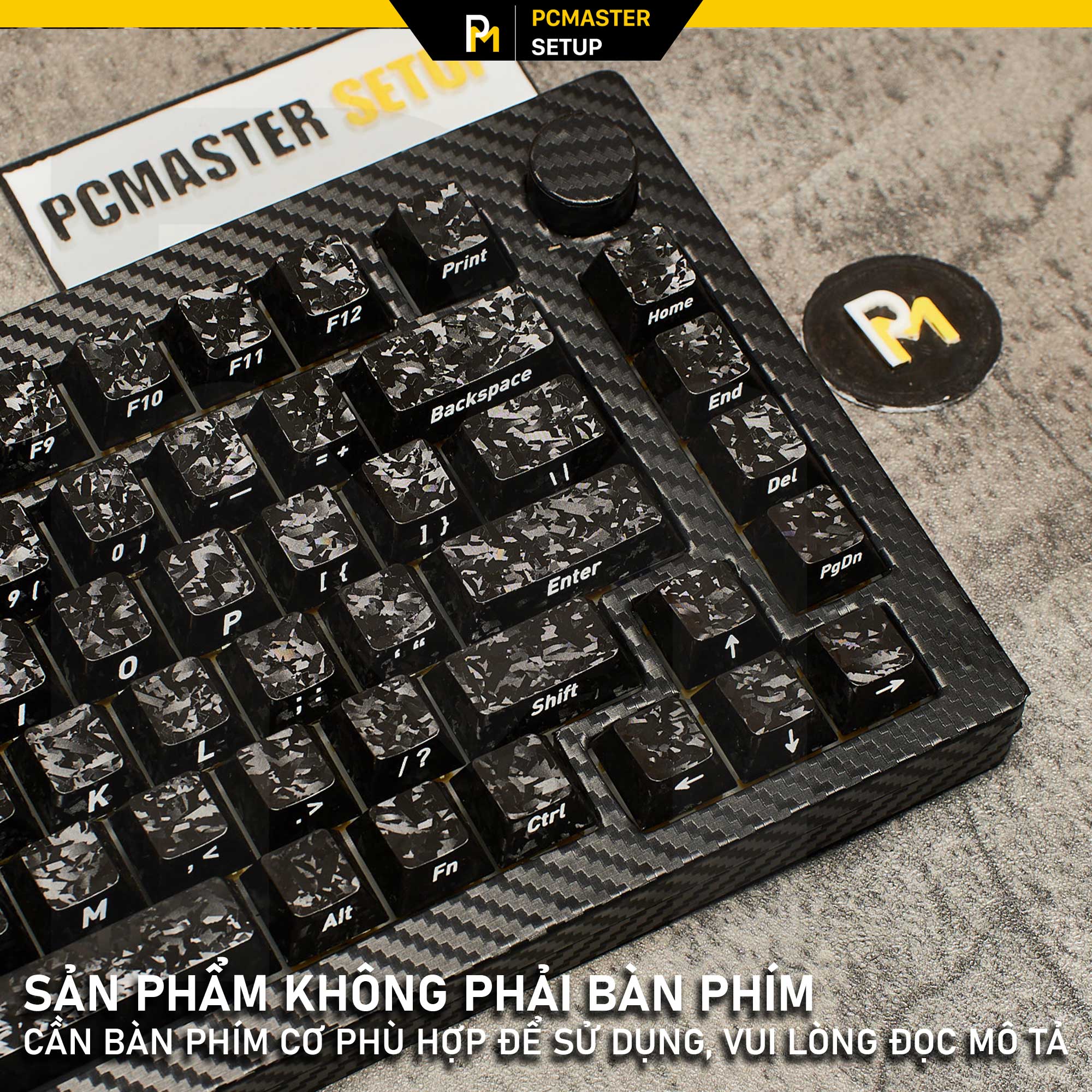 Keycaps vân Carbon màu đen ( profile Cherry/PC/ 5D )