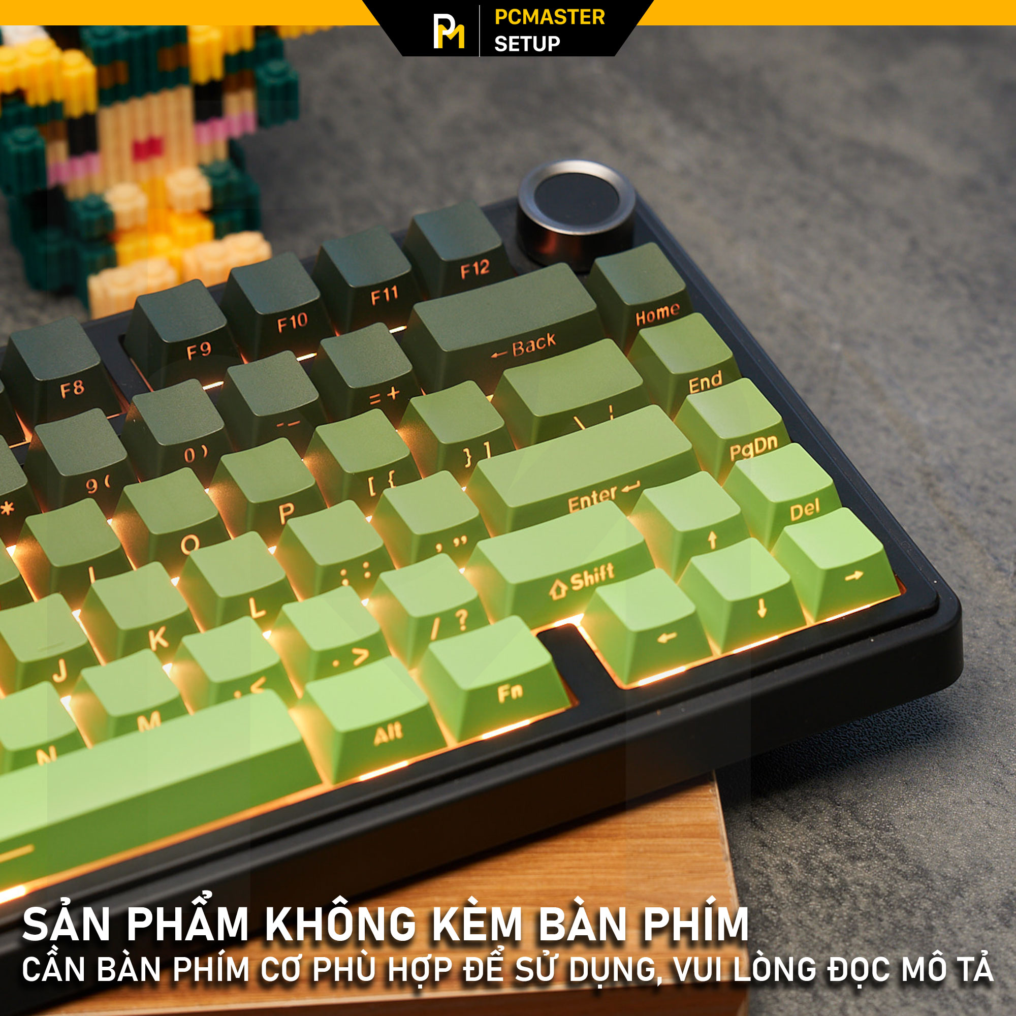 Keycap xuyên led Side Print Gradient Black Green