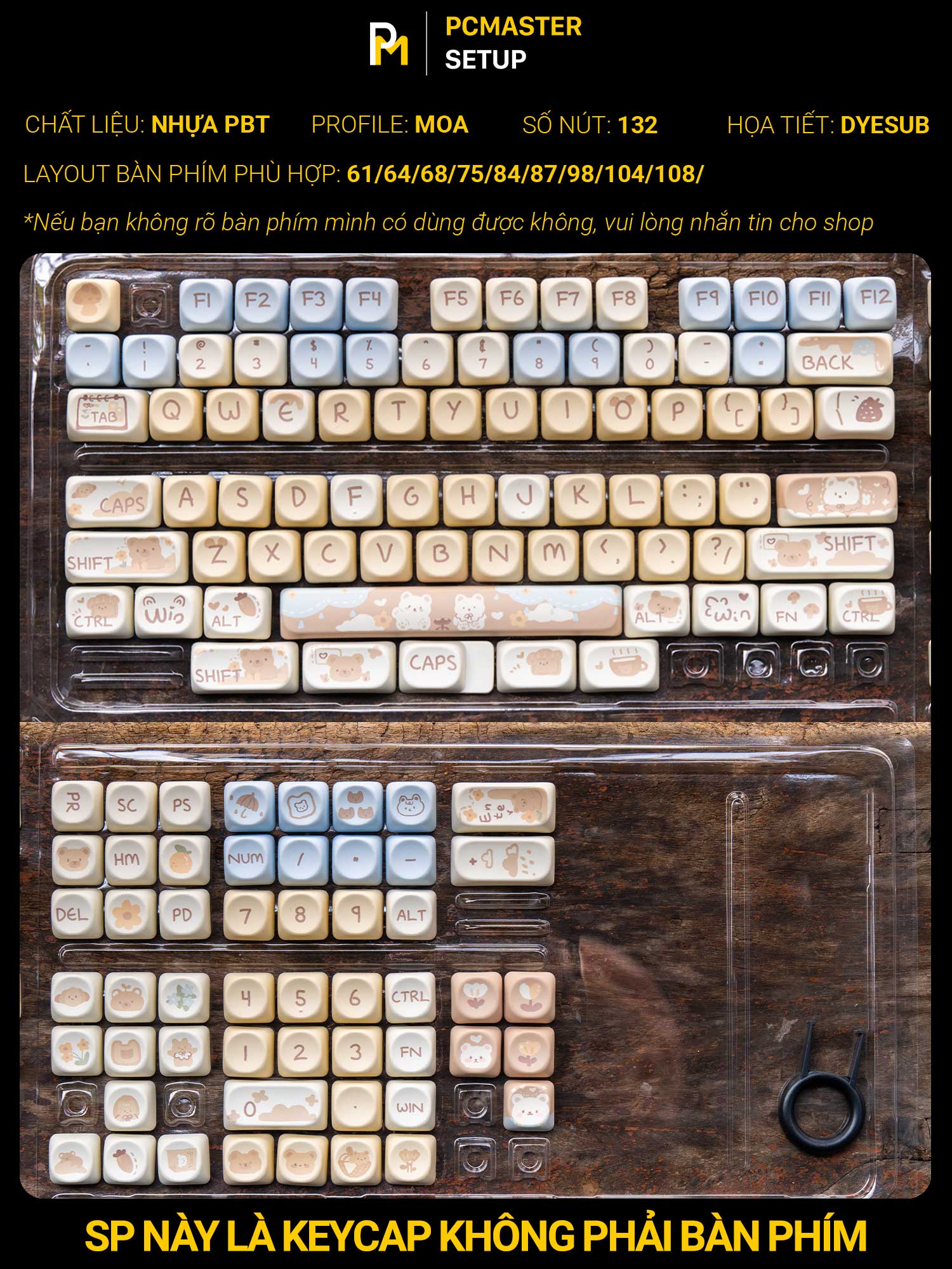 Keycaps pbt Sea Salt Bear ( profile MOA/PBT/dyesub 5D )