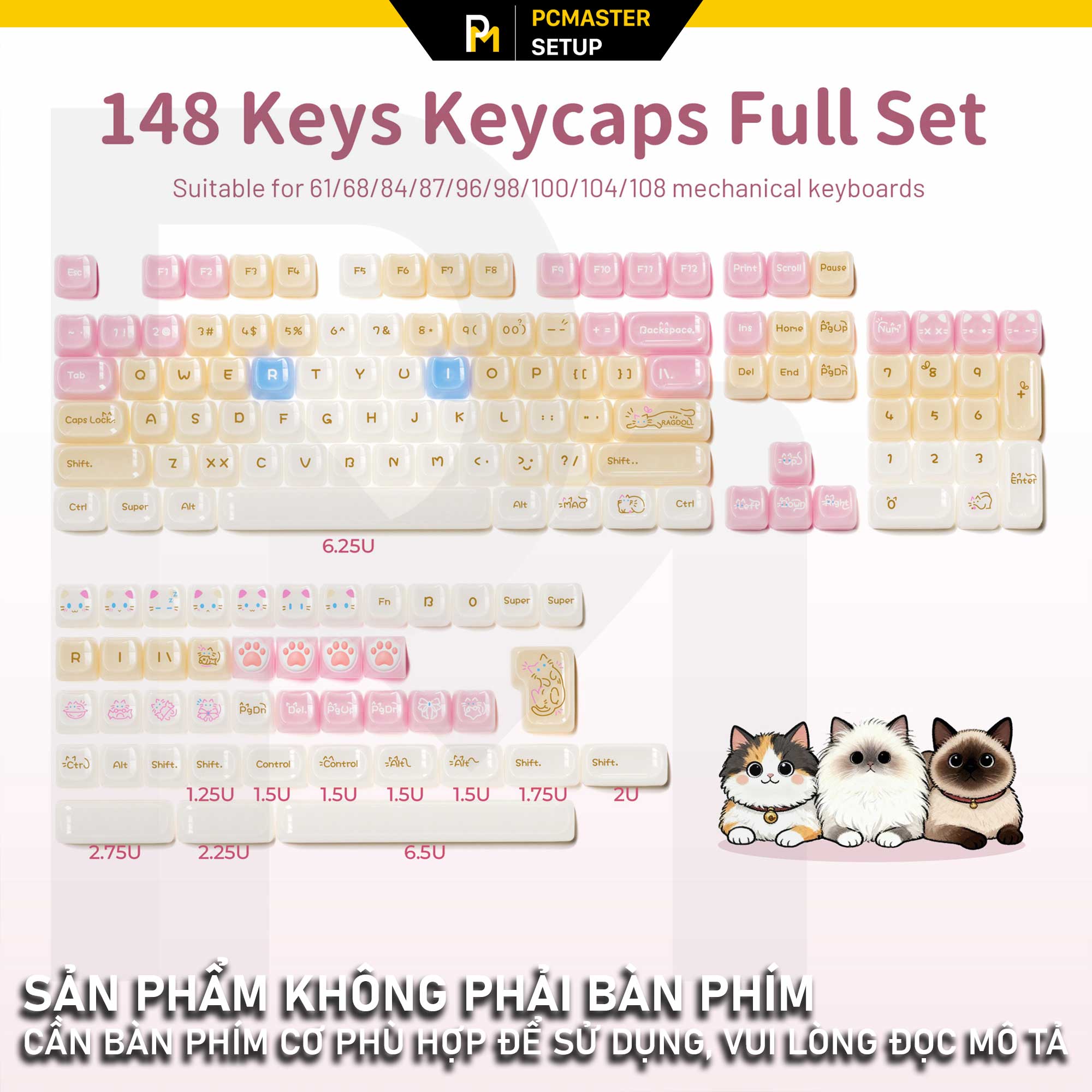 Keycap MAO dễ thương Jelly Cat - Ragdoll (Profile MAO/PC/ UV3D )