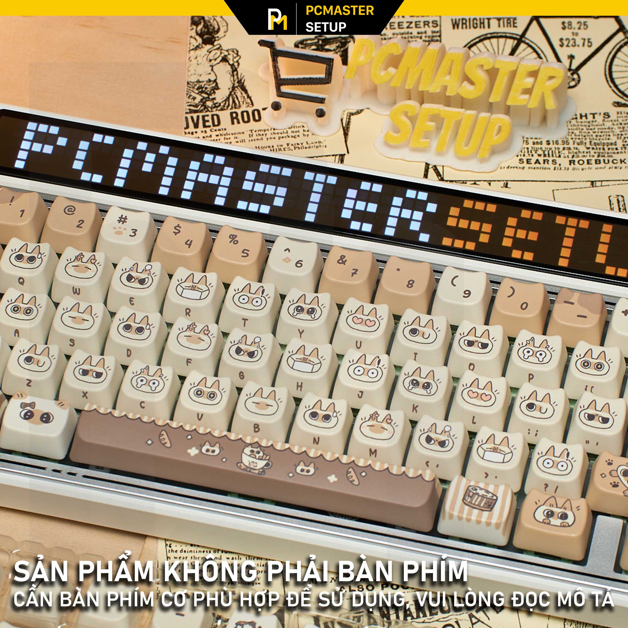 Keycap MAO Mèo Nâu dễ thương ( nhựa PBT/ Dyesub/ profile MAO )