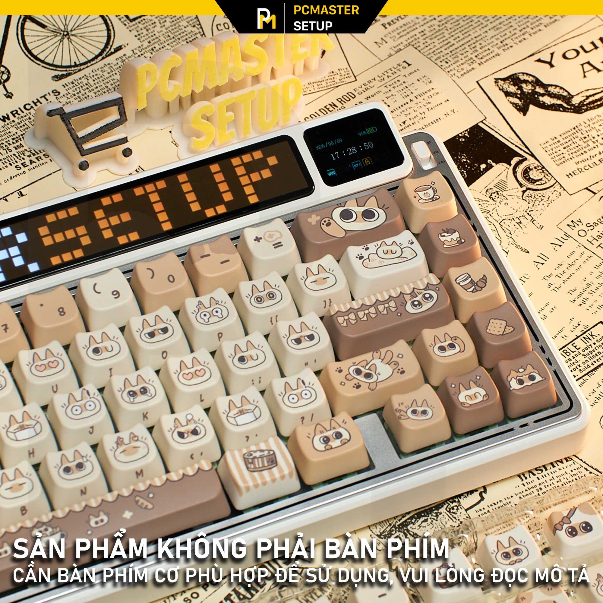 Keycap MAO Mèo Nâu dễ thương ( nhựa PBT/ Dyesub/ profile MAO )