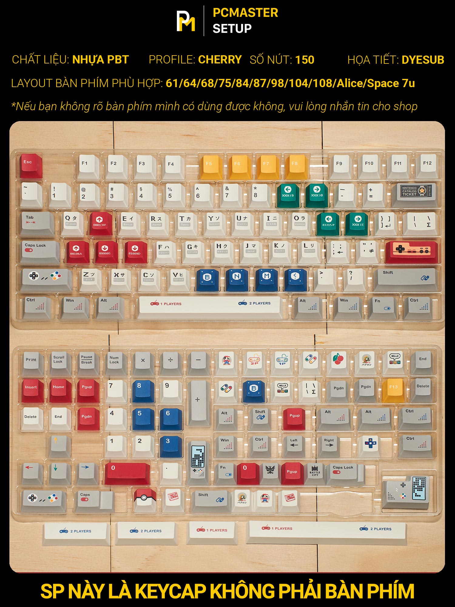 Keycaps pbt Nostalgic Game ( Profile Cherry/PBT/Dyesub5D )