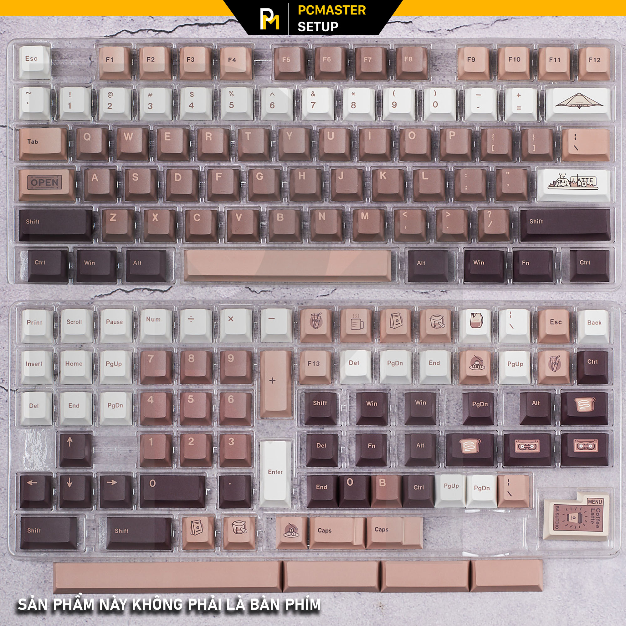 Keycaps pbt Coffee Cat ( profile Cherry/PBT/dyesub 5D )