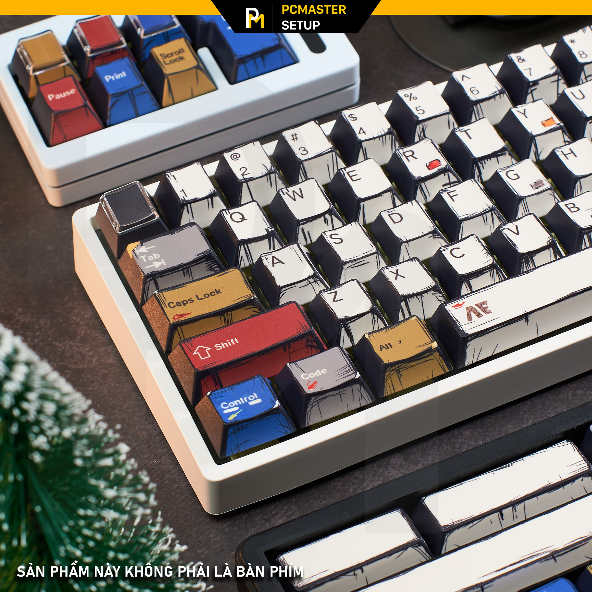 Keycap pbt Comic cạnh dày 1.6mm profile cherry  dyesub 5D không mờ