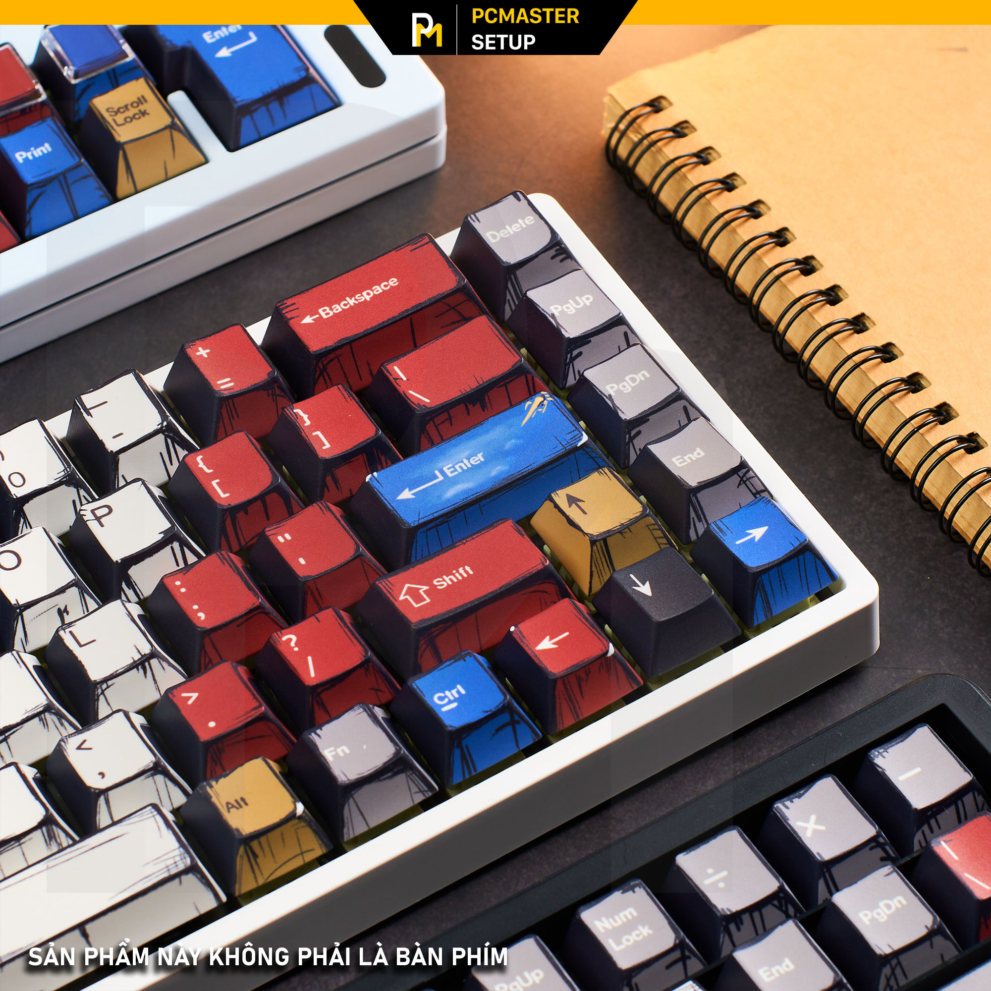 Keycap pbt Comic cạnh dày 1.6mm profile cherry  dyesub 5D không mờ