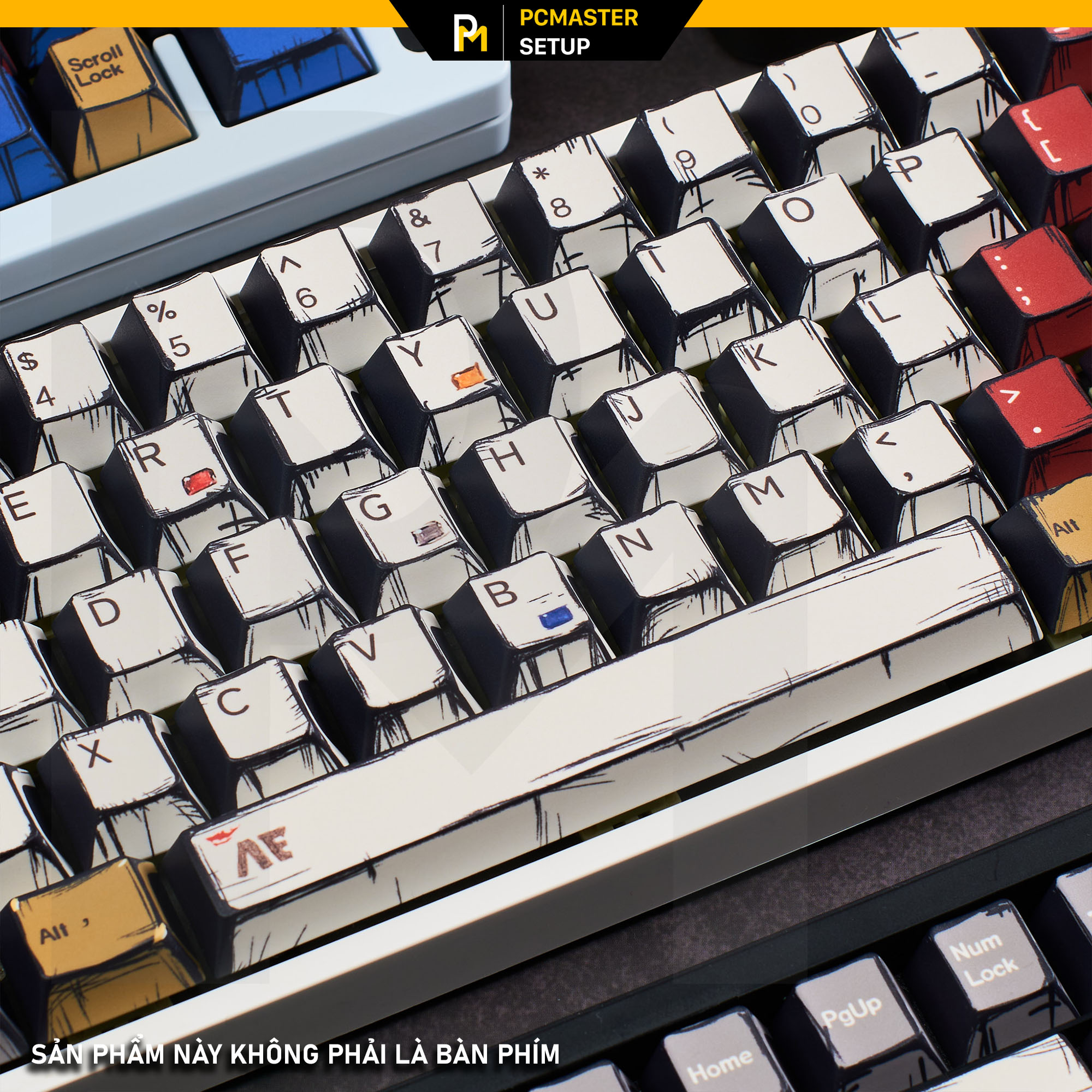 Keycap pbt Comic cạnh dày 1.6mm profile cherry  dyesub 5D không mờ