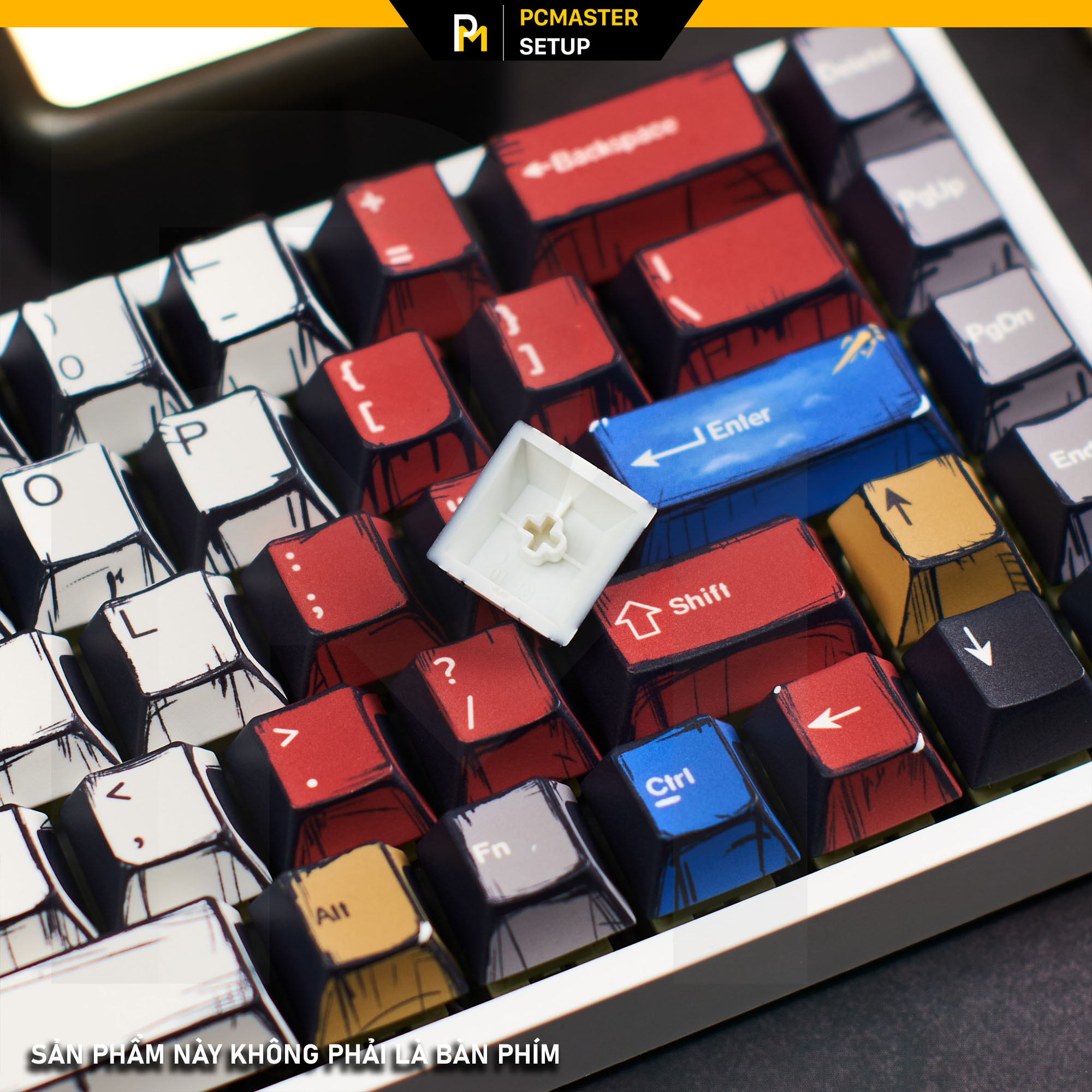 Keycap pbt Comic cạnh dày 1.6mm profile cherry  dyesub 5D không mờ