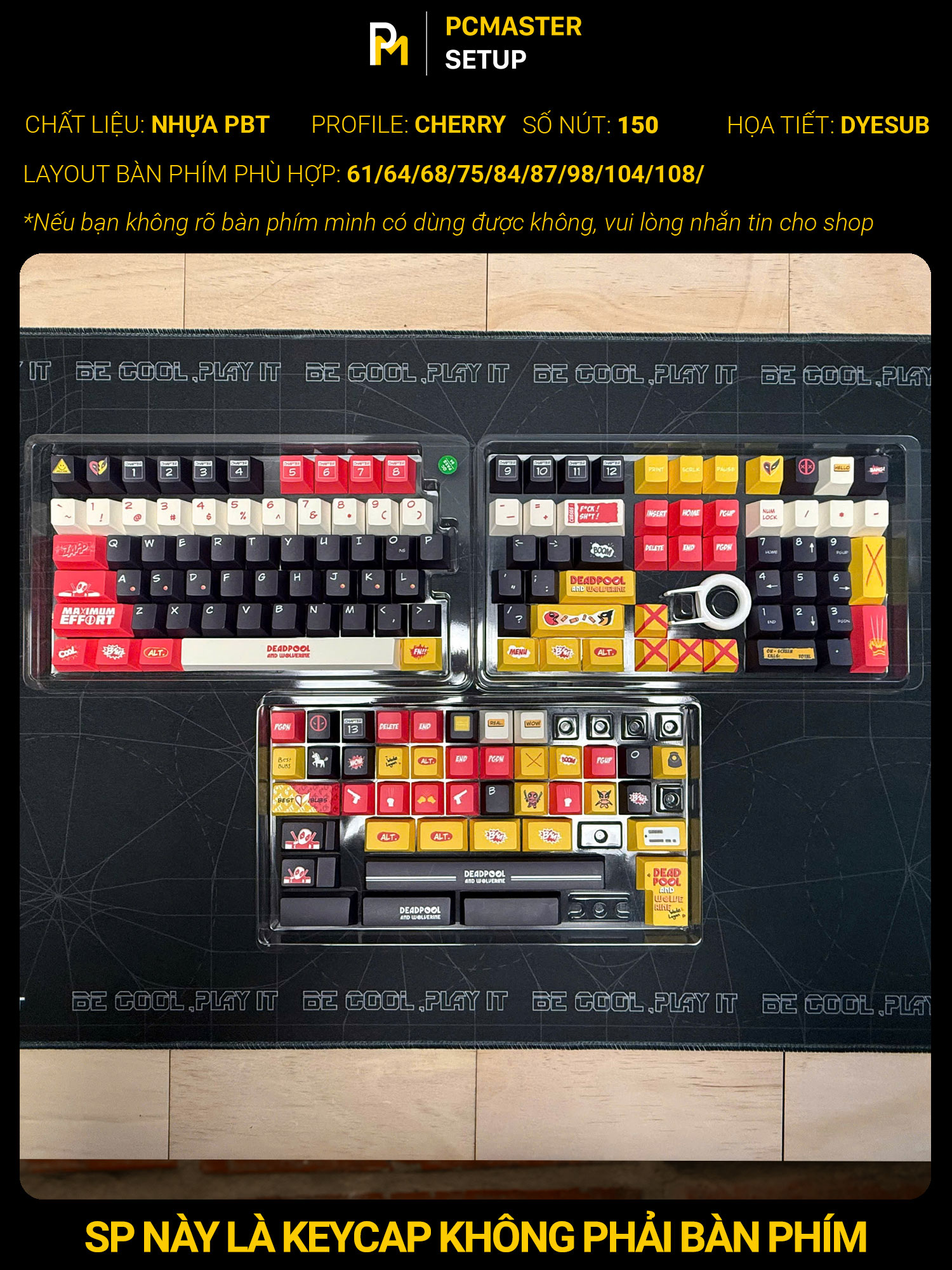 Keycaps pbt Deadpool & Wolverine ( profile Cherry/PBT/dyesub 5D )