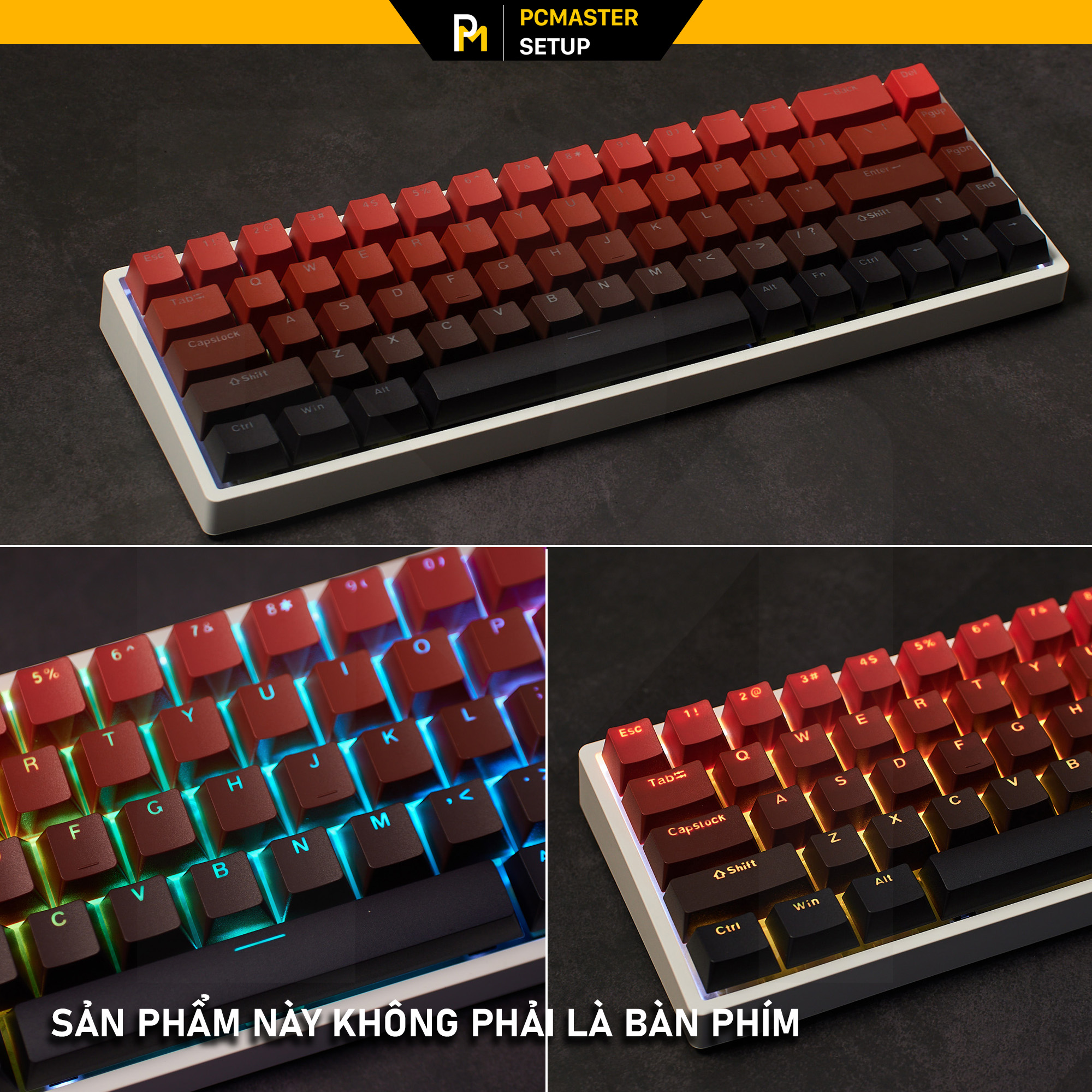 Keycap xuyên led TopPrint - Black Red nhựa PBT profile OEM