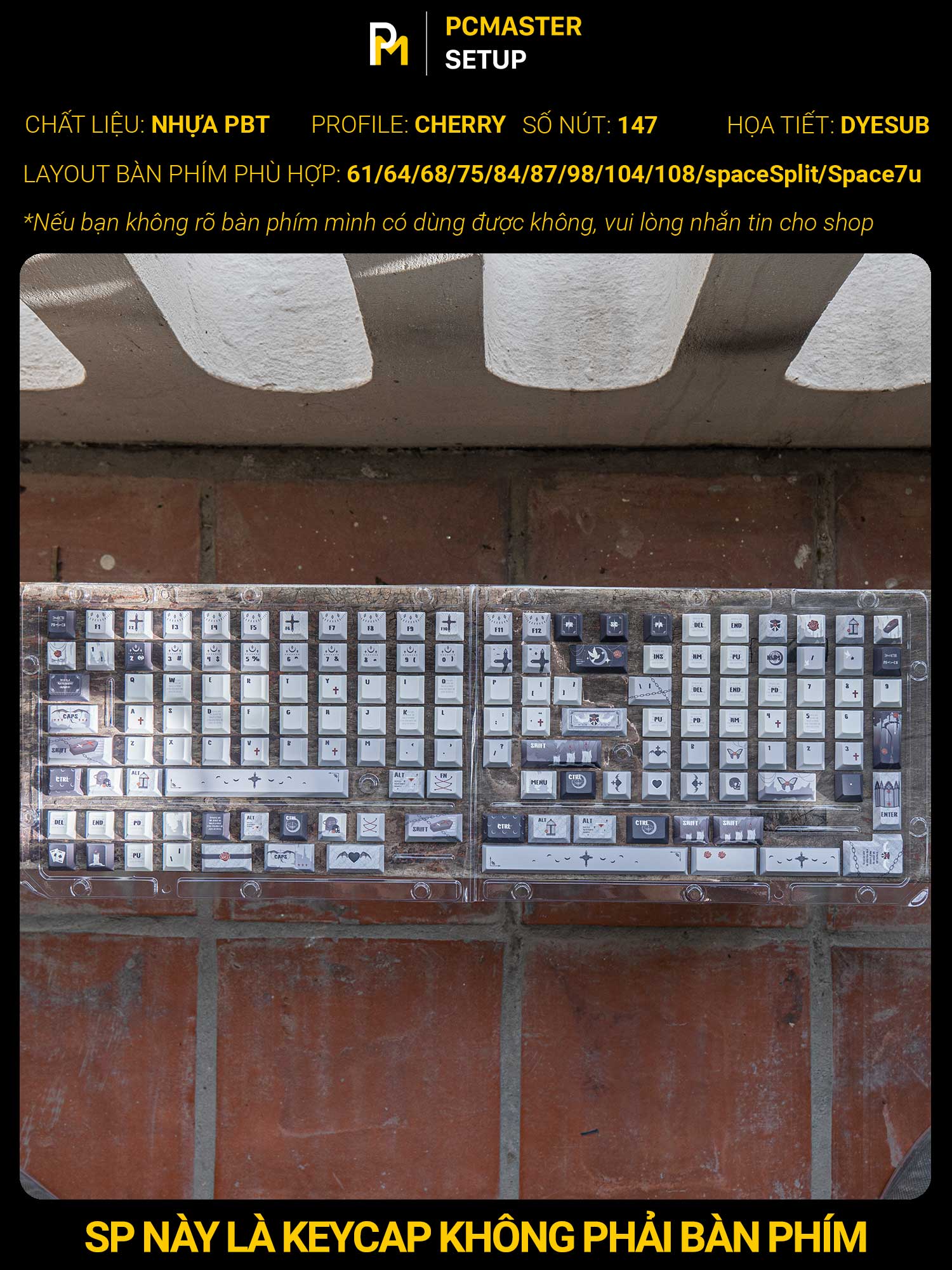 Keycap pbt Gothic ( Dyesub 5D/ Cherry Profile /  PBT )