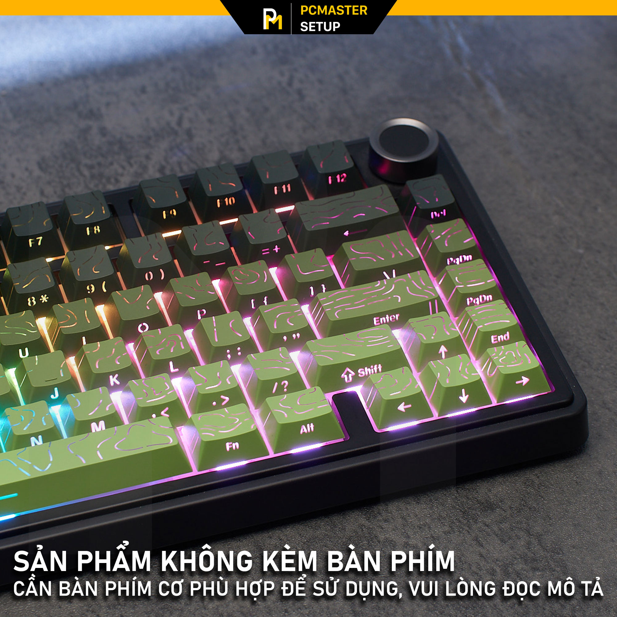 Keycap xuyên led vân topographic 4.0 - Black Green ( PBT/ Doubleshot / Cherry Profile )