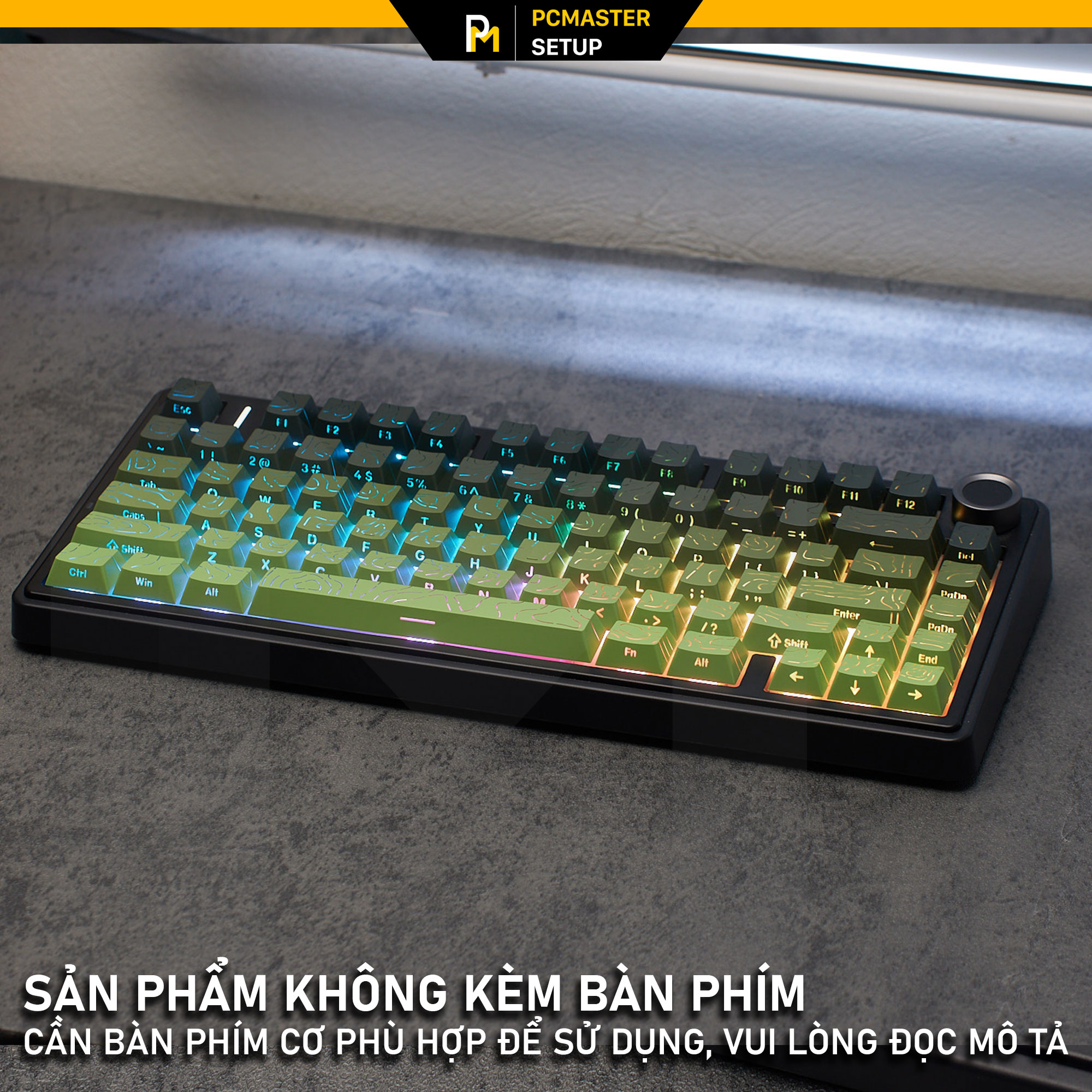Keycap xuyên led vân topographic 4.0 - Black Green ( PBT/ Doubleshot / Cherry Profile )
