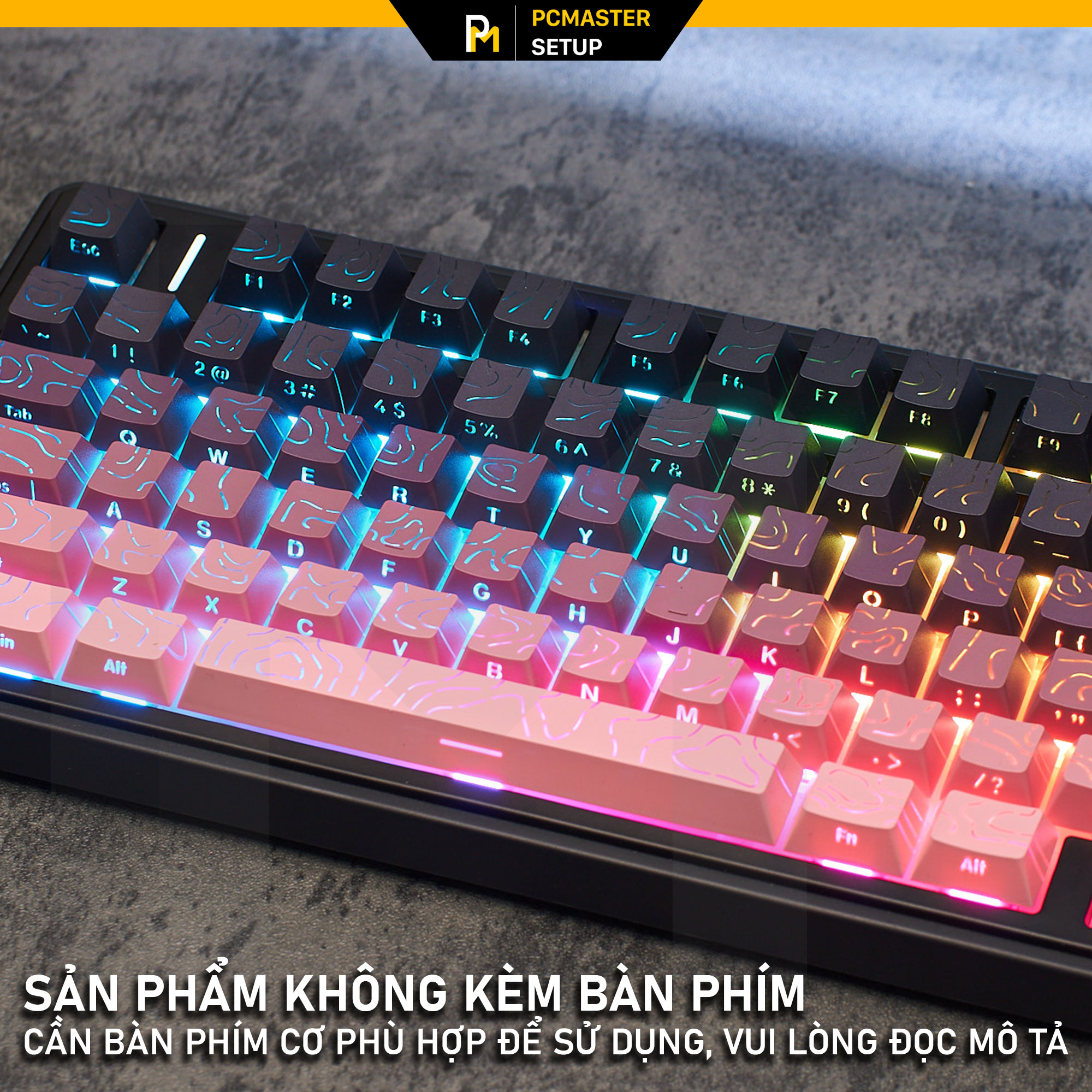 Keycap xuyên led vân topographic 4.0 - Black Pink
