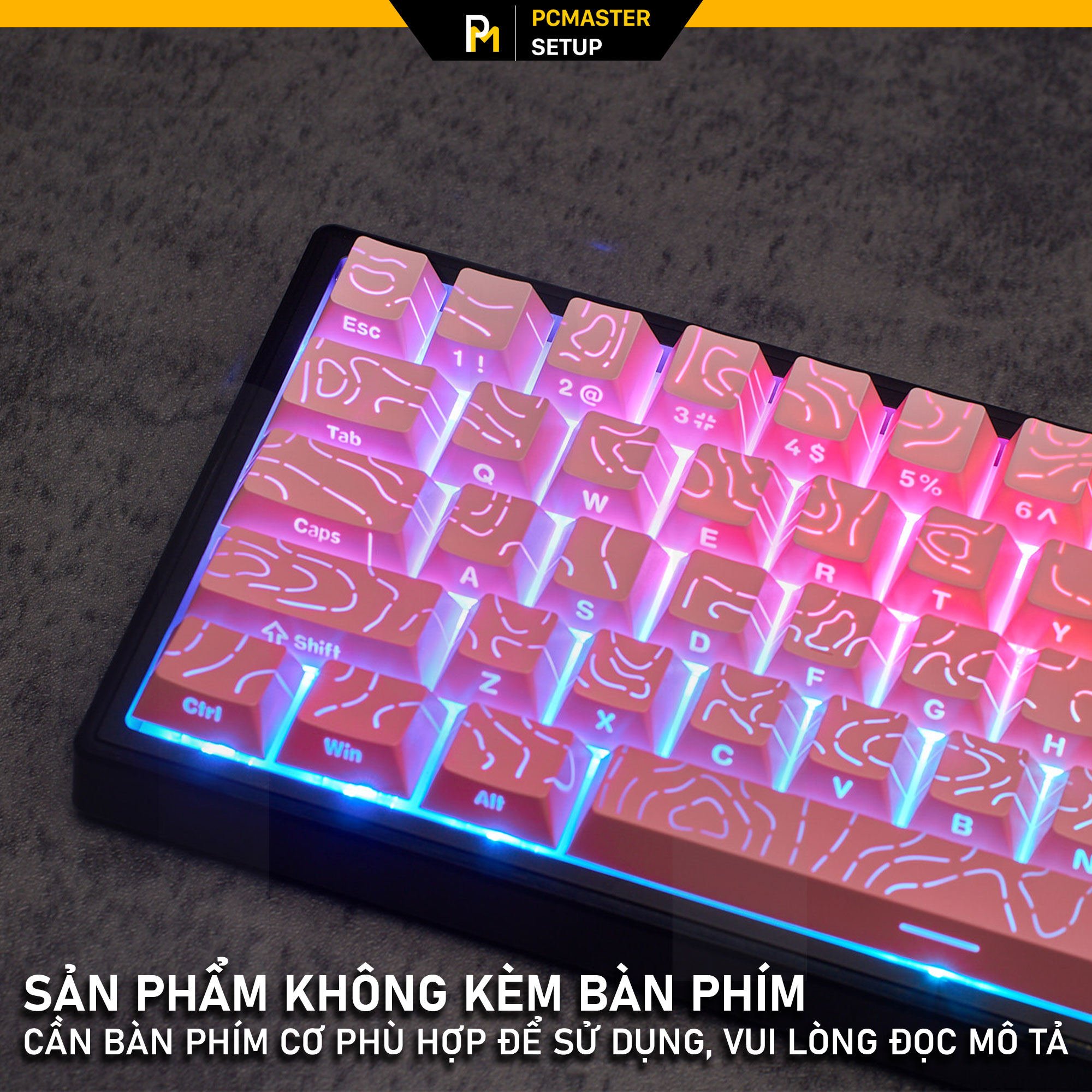 Keycaps xuyên led vân Topographic 4.0 - SAKURA( PBT/ Doubleshot /Cherry Profile )