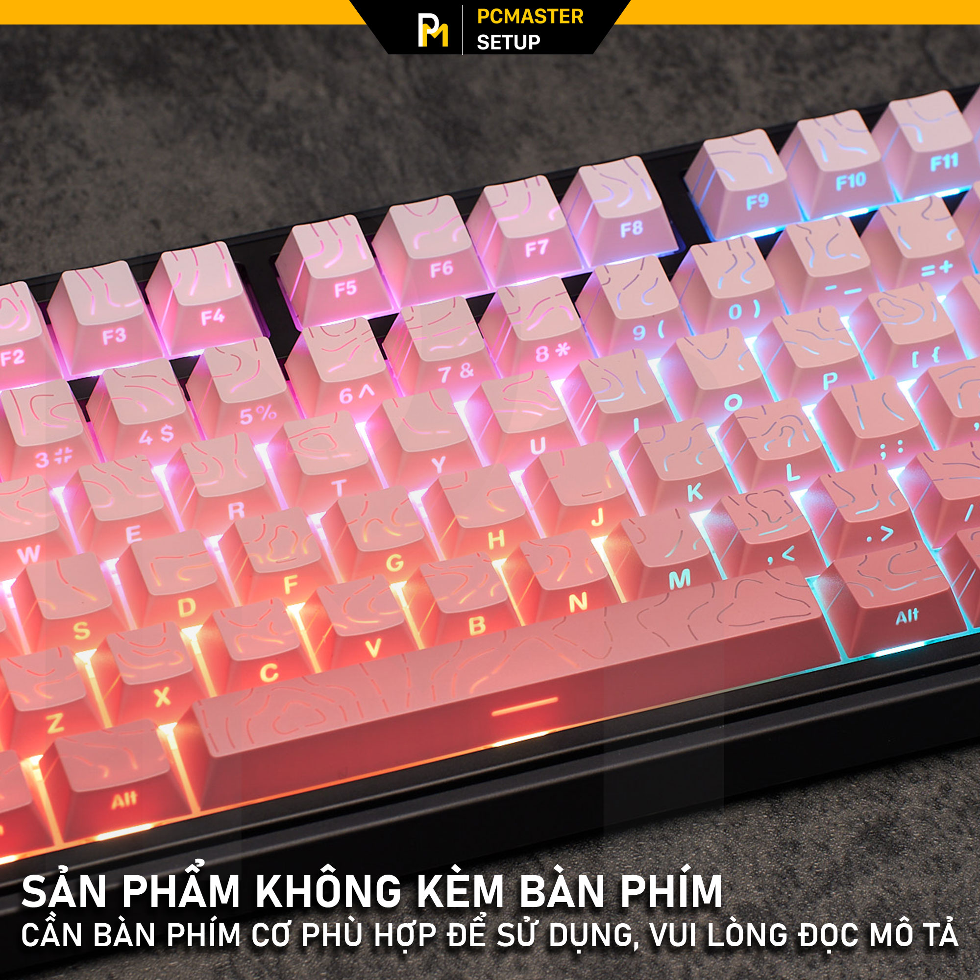 Keycaps xuyên led vân Topographic 4.0 - SAKURA( PBT/ Doubleshot /Cherry Profile )