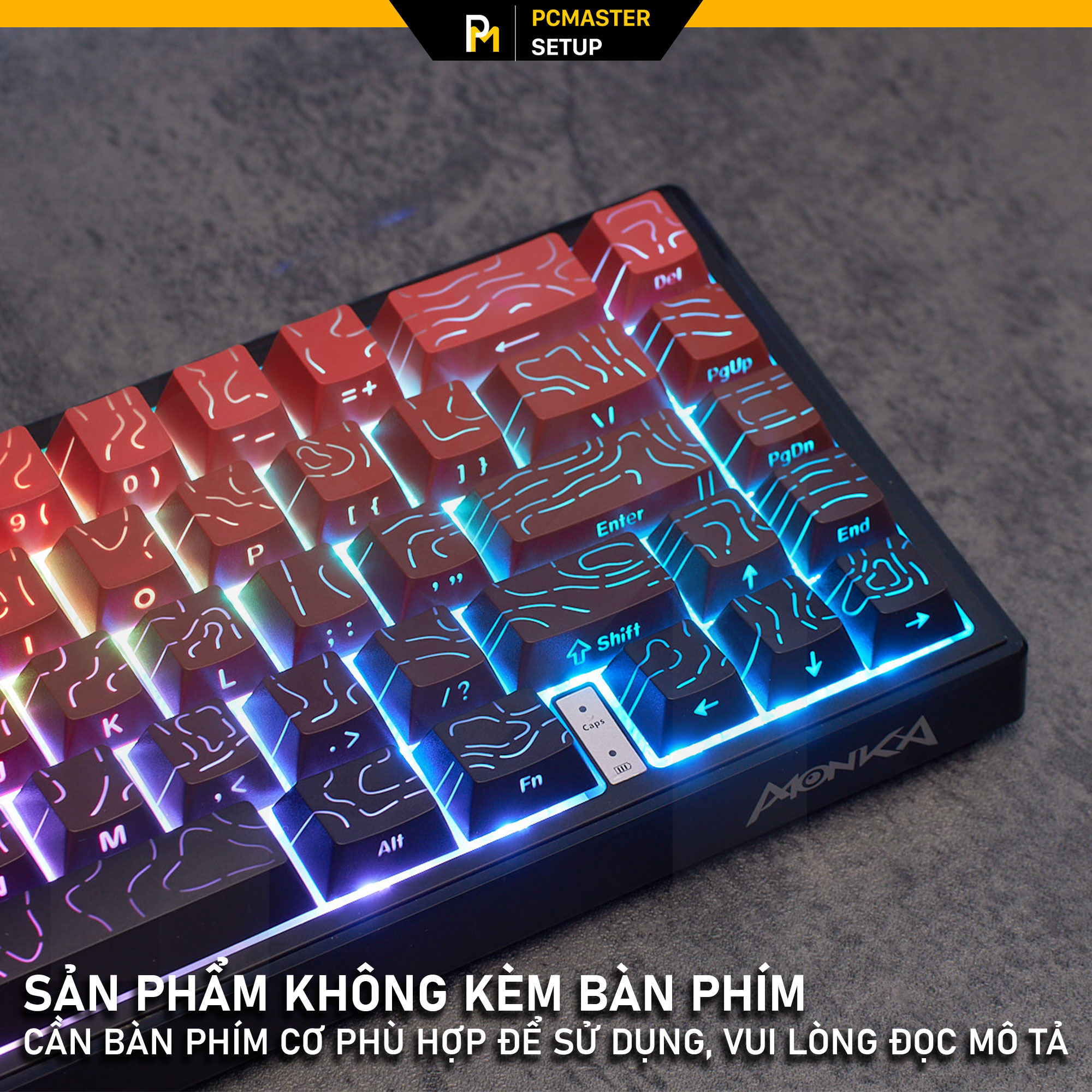 Keycaps xuyên led vân Topographic 4.0-Black Red( PBT/ Doubleshot /Cherry Profile )