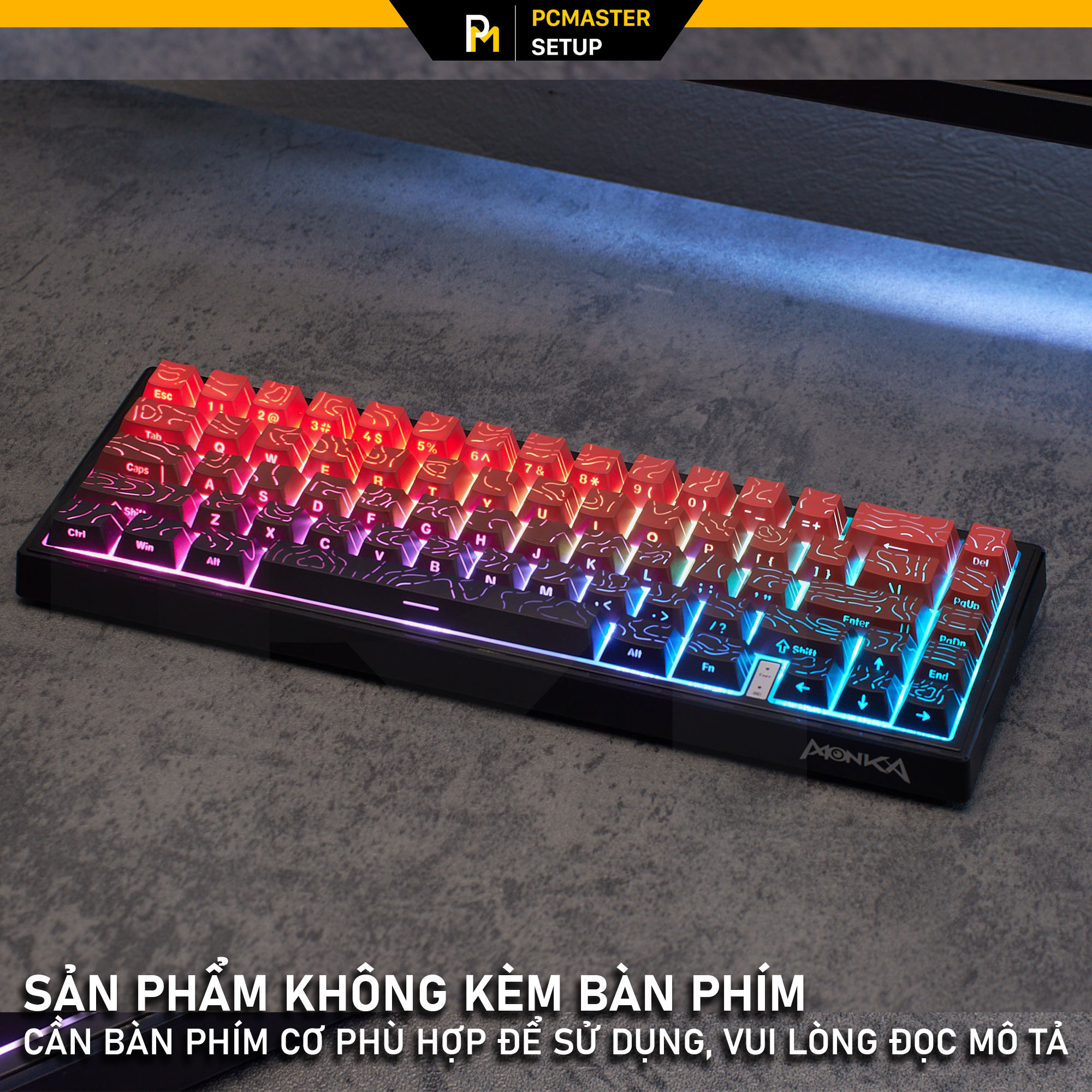 Keycaps xuyên led vân Topographic 4.0-Black Red( PBT/ Doubleshot /Cherry Profile )