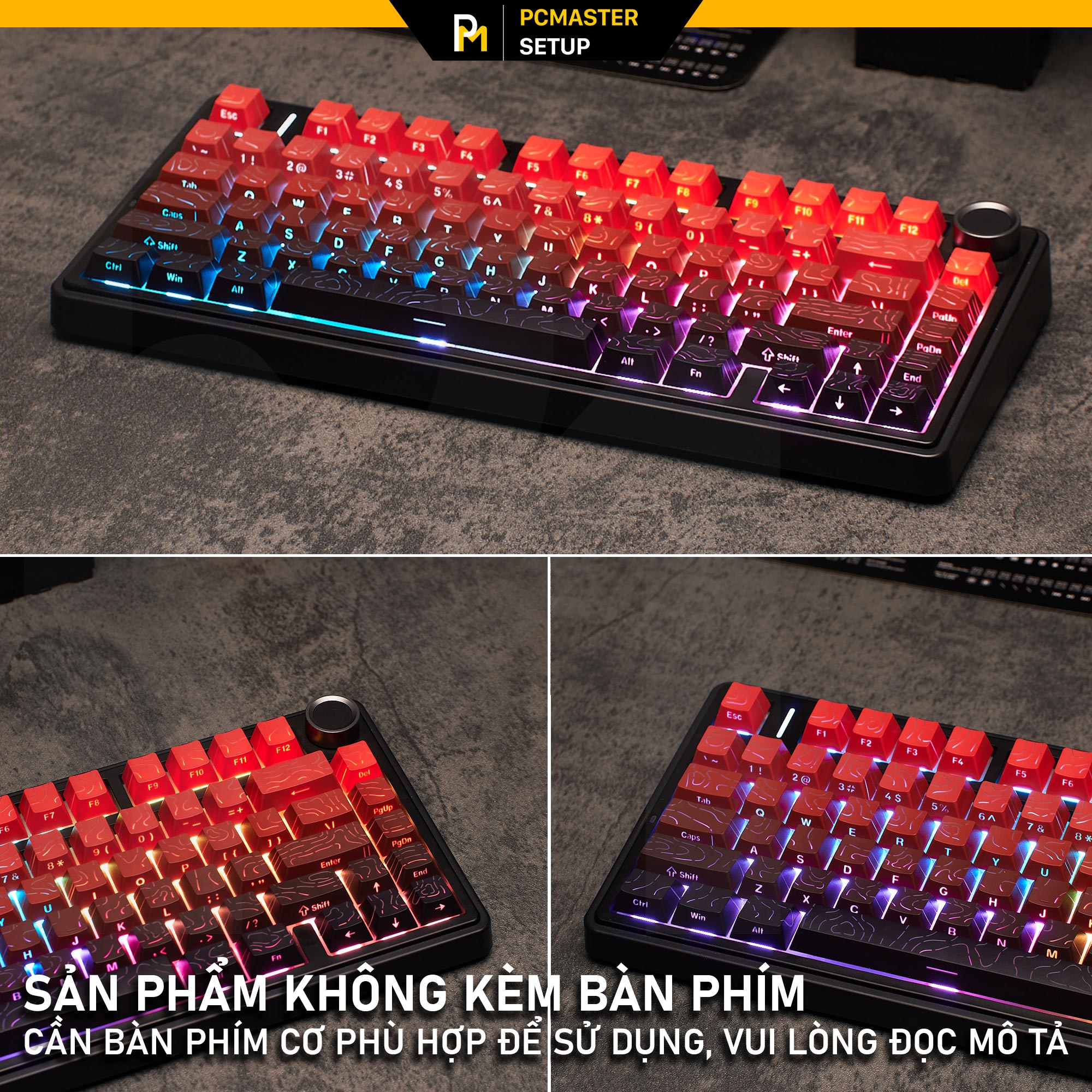 Keycaps xuyên led vân Topographic 4.0-Black Red( PBT/ Doubleshot /Cherry Profile )