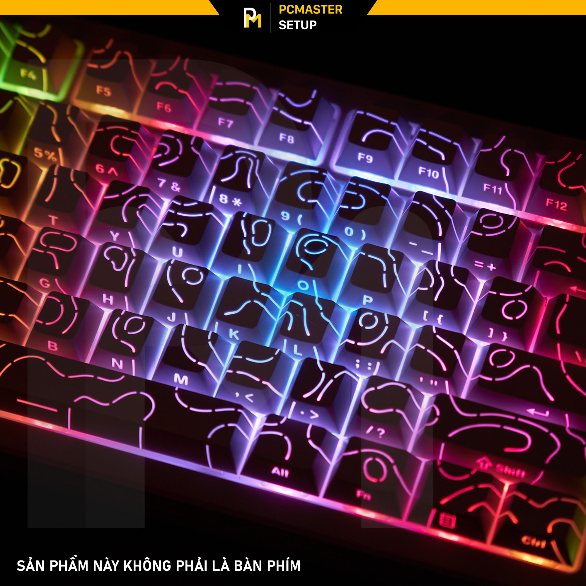 Keycaps xuyên led vân Topographic 4.0 Trắng 97 nút (PBT/2shot/Profile Cherry)
