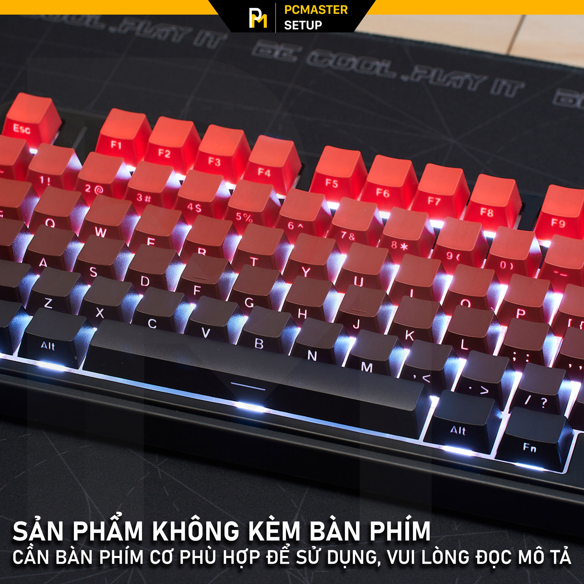 Keycap xuyên led SidePrint Black Red OEM Profile