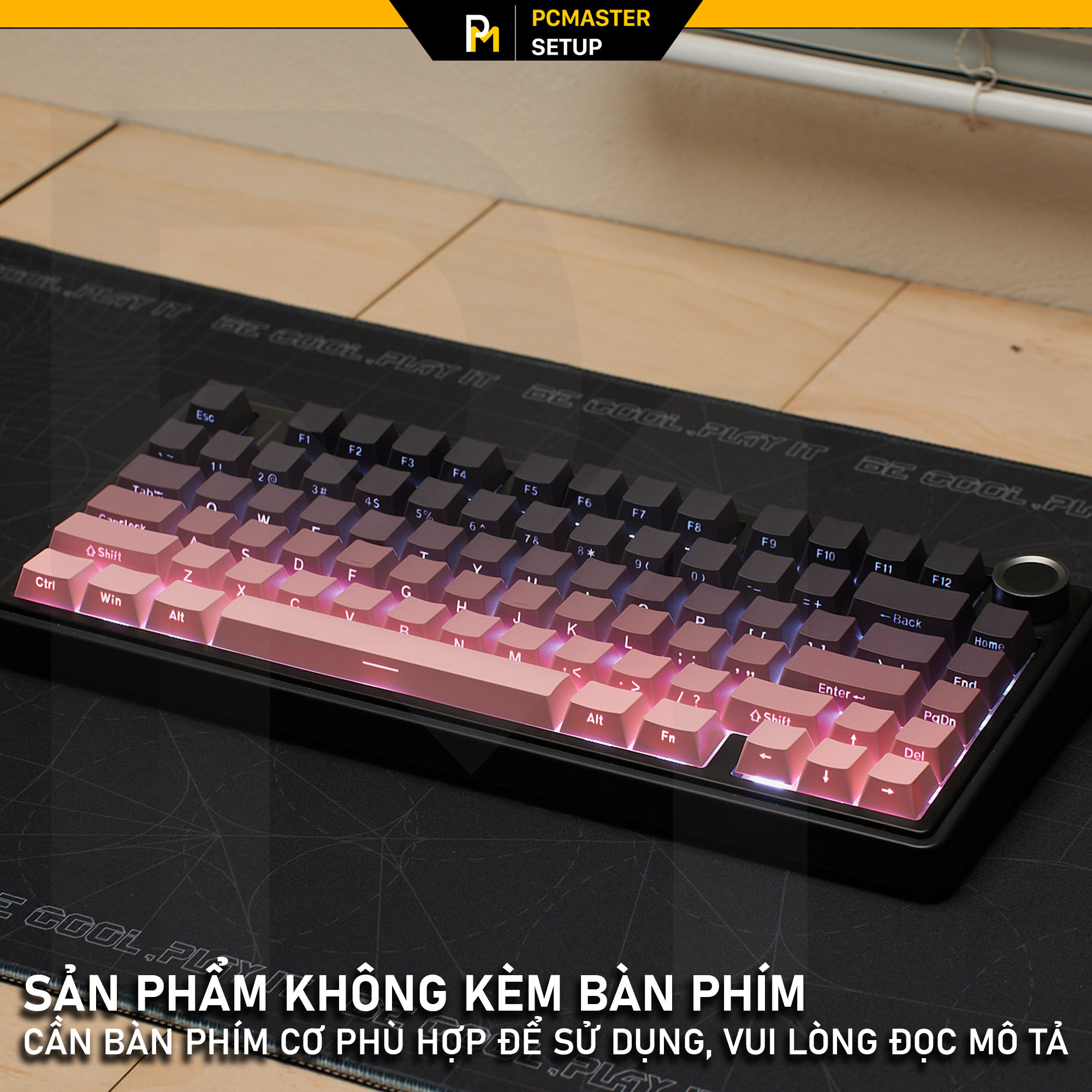 Keycap xuyên led Side Print Black Pink OEM Profile