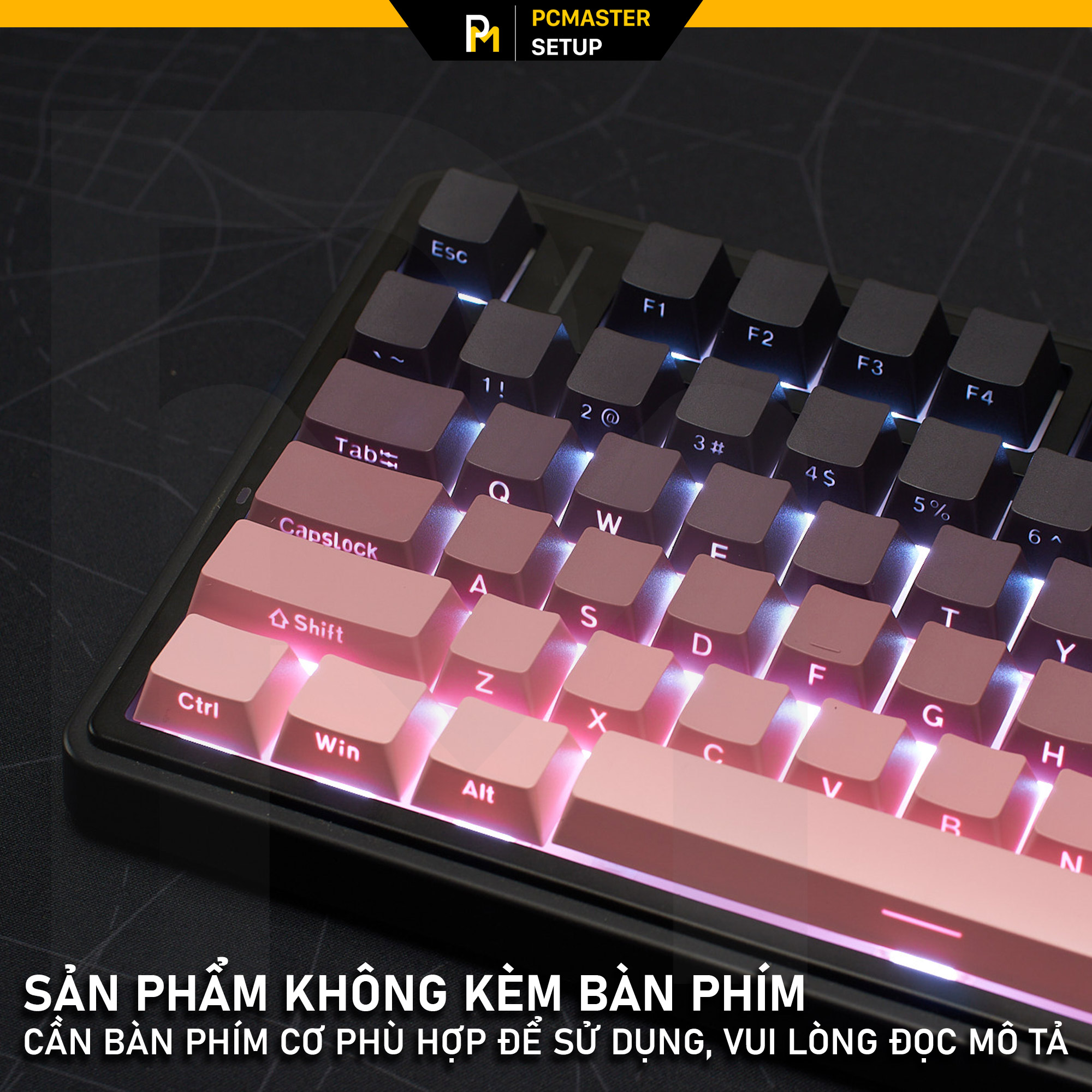 Keycap xuyên led Side Print Black Pink OEM Profile