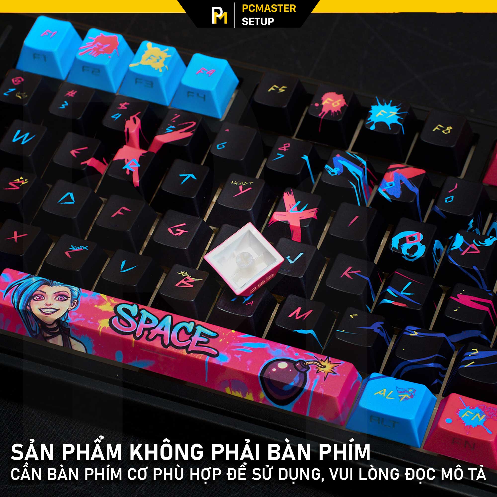 Keycap xuyen led JINX (Doube Shot + Dyesub / PBT/ Profile Cherry)