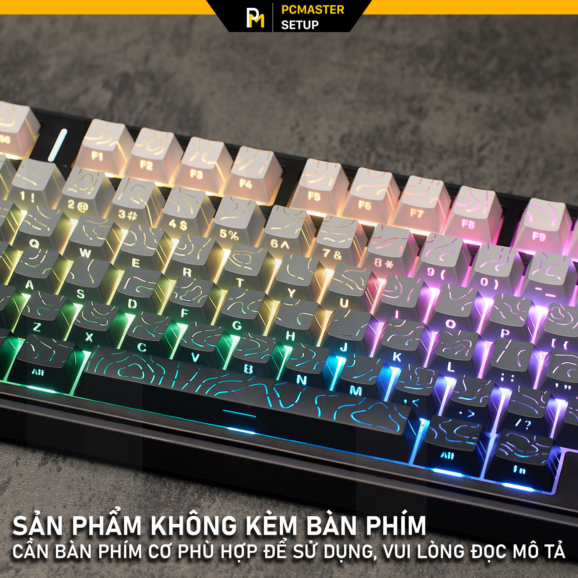 Keycaps xuyên led vân Topographic 4.0 - Smoke Gray ( PBT/ Doubleshot / Cherry Profile )