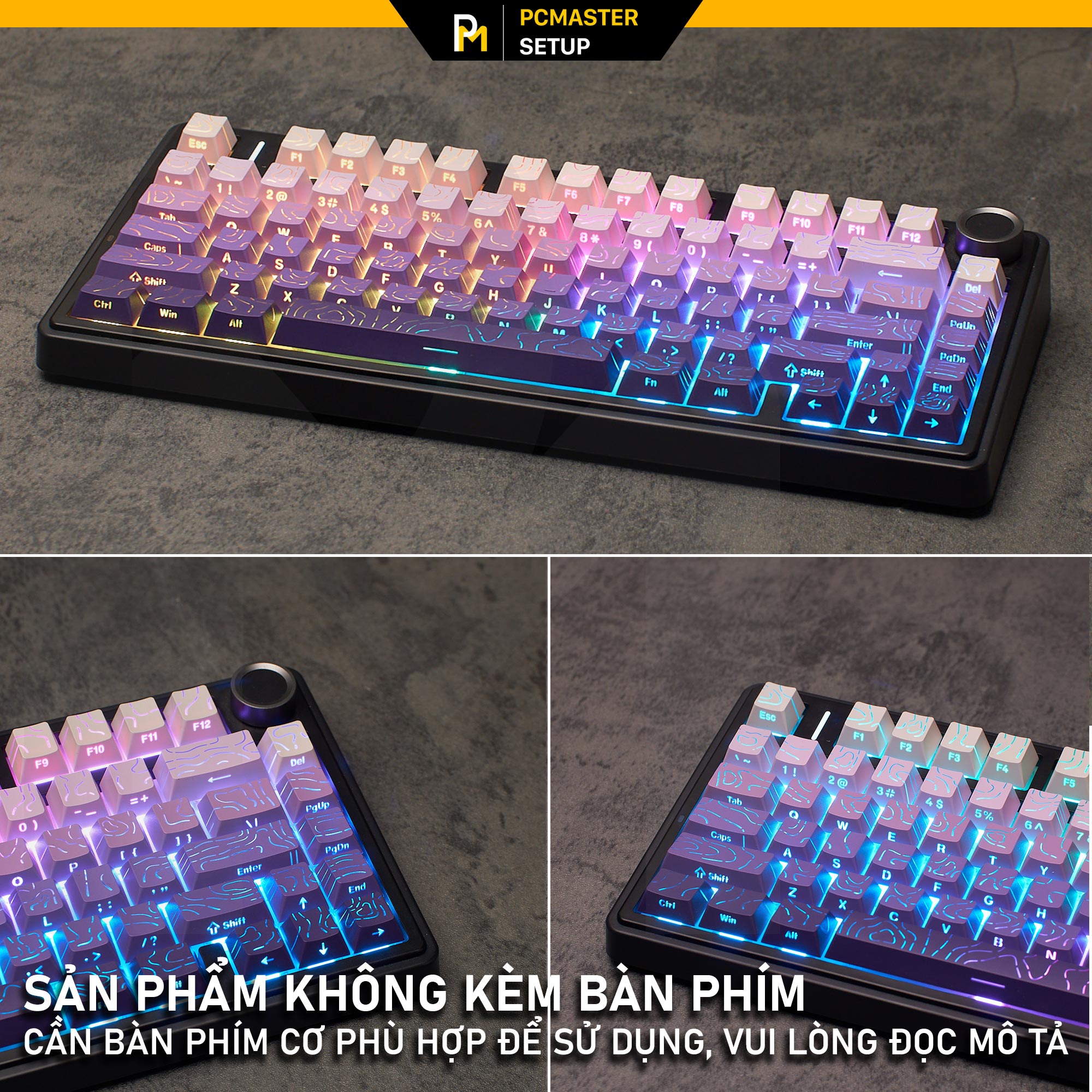 Keycap xuyên led vân topographic 4.0 - VIOLET ( PBT/ Doubleshot / Cherry Profile )