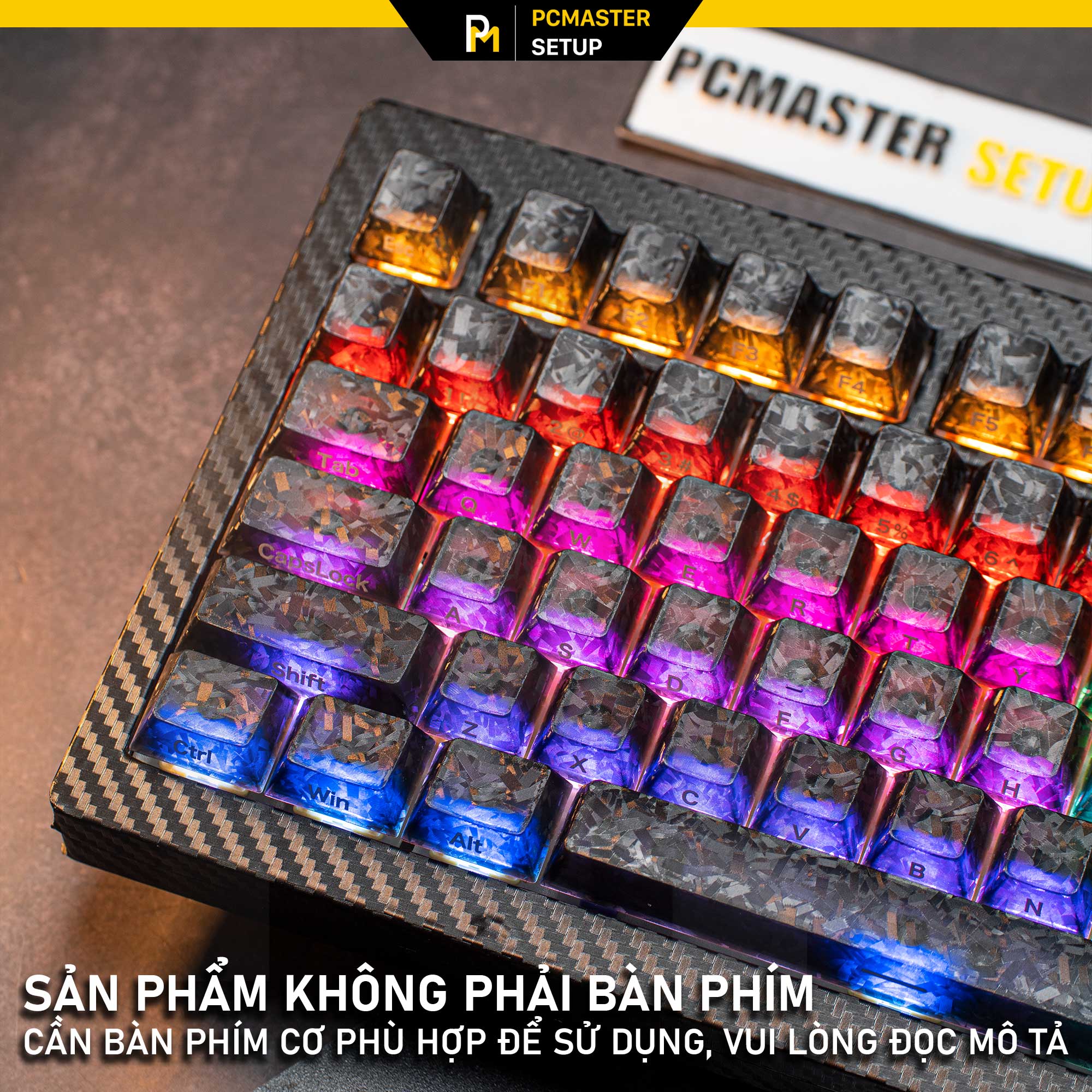 Keycap Black Carbon Fiber màu đen ( Cherry profile/ PC + Carbon powder )
