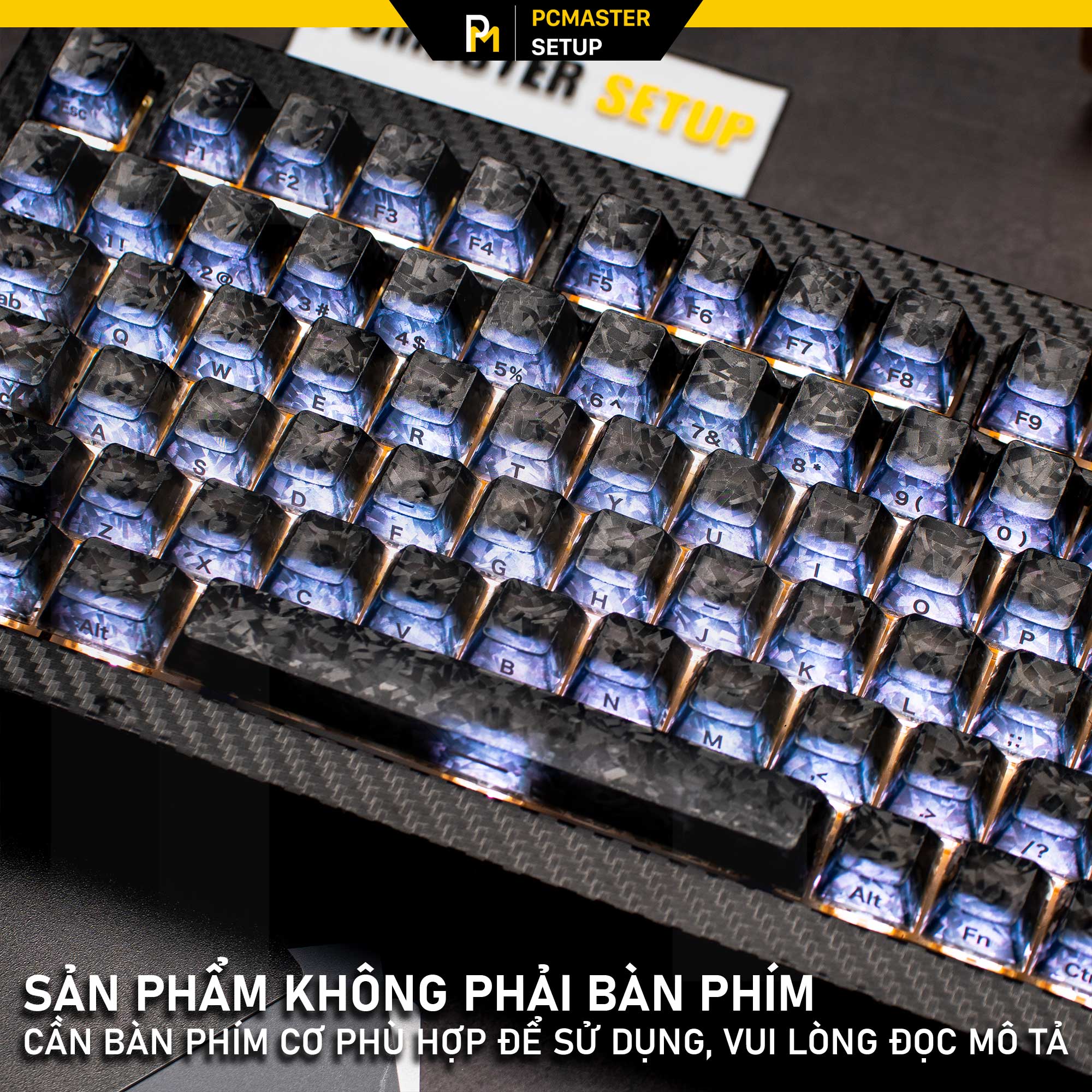 Keycap Black Carbon Fiber màu đen ( Cherry profile/ PC + Carbon powder )