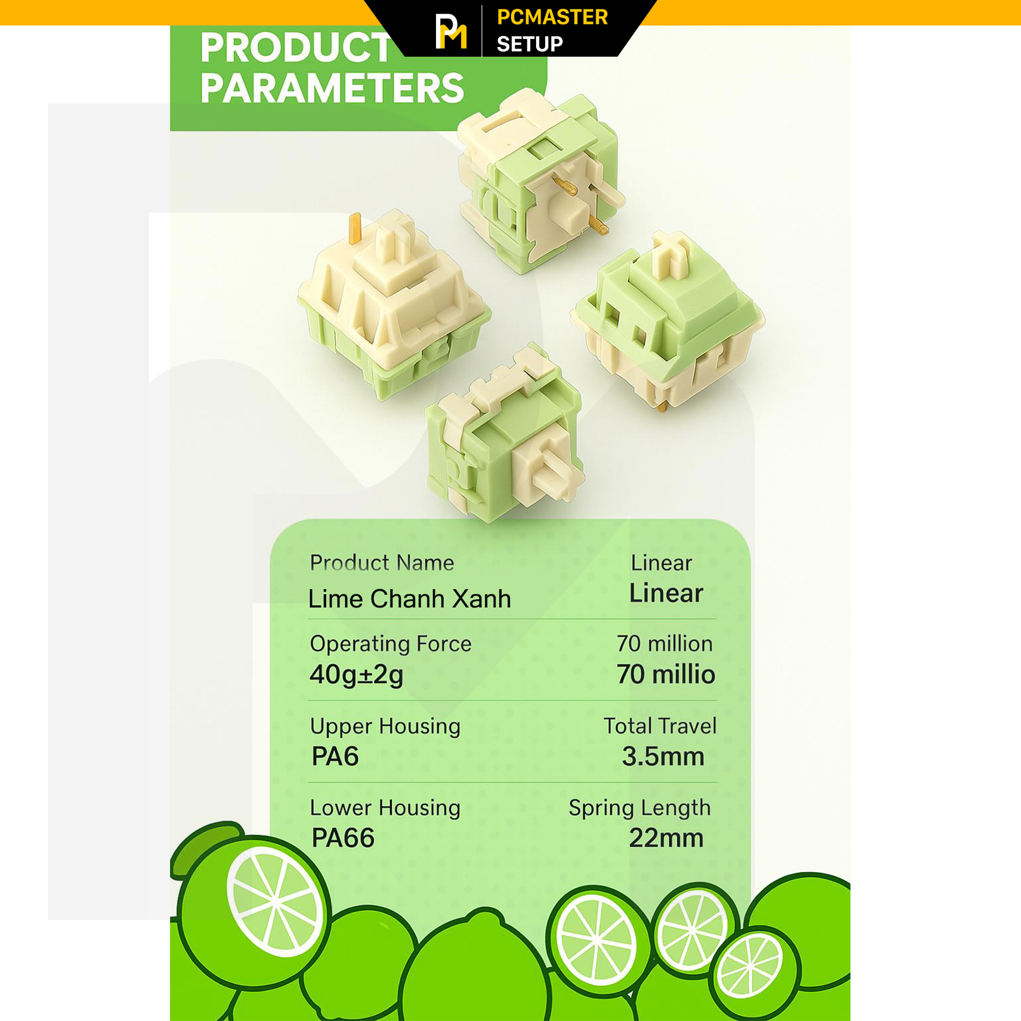 Switch LIME trục Linear lực nhấn 40gf