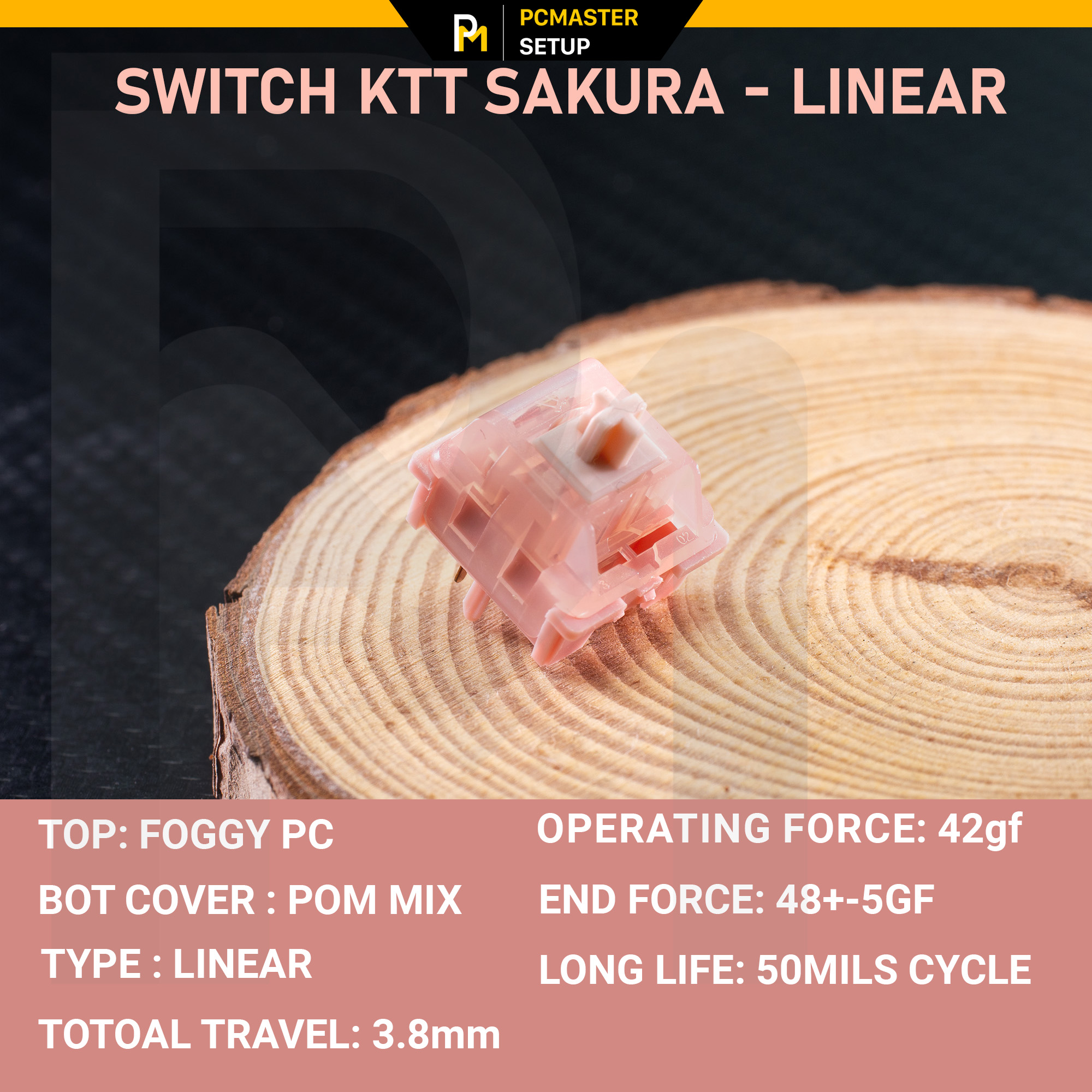 Switch KTT Late Sakura linear sử dụng cho bàn phím cơ (42gf)