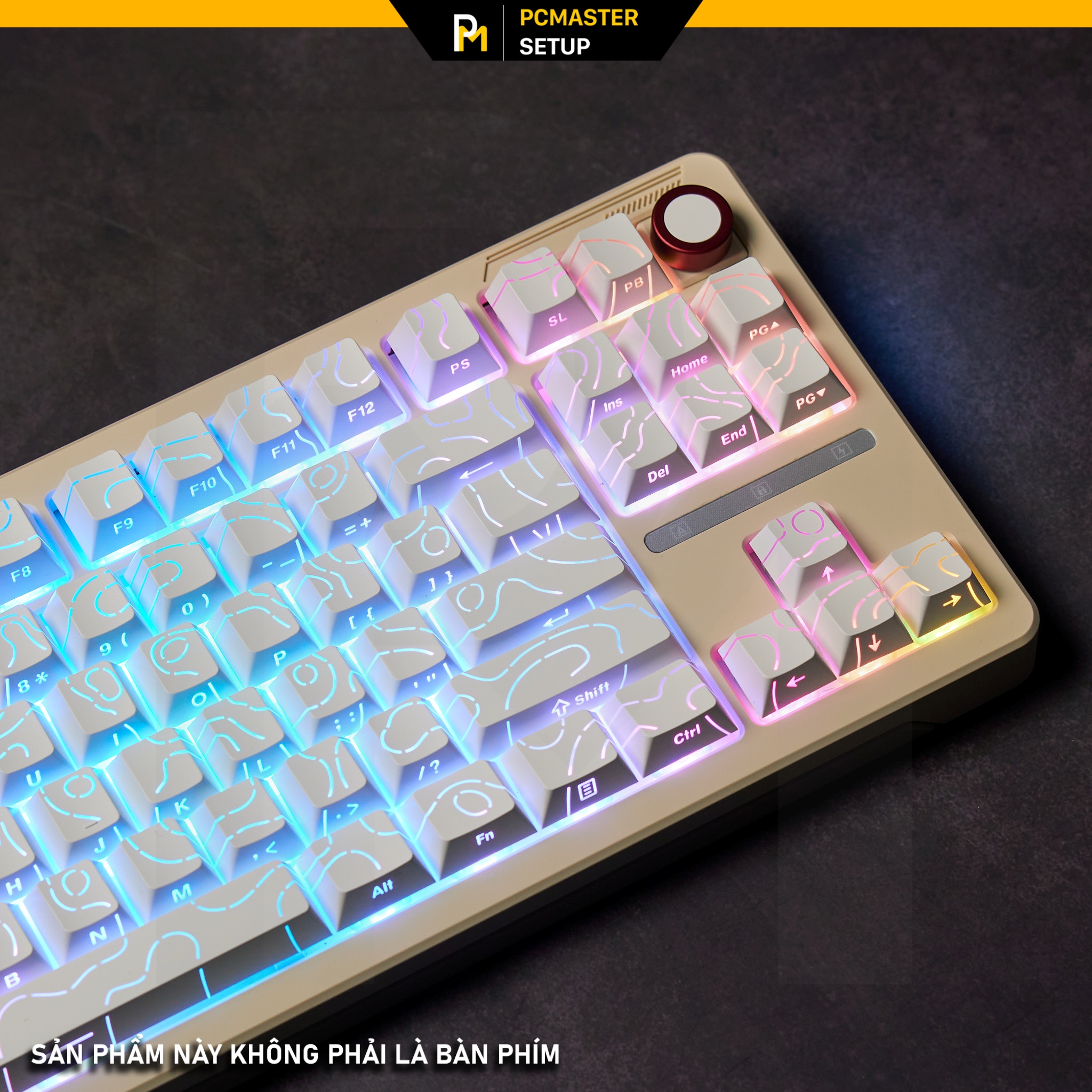Keycaps xuyên led vân Topographic 4.0 Trắng 97 nút (PBT/2shot/Profile Cherry)